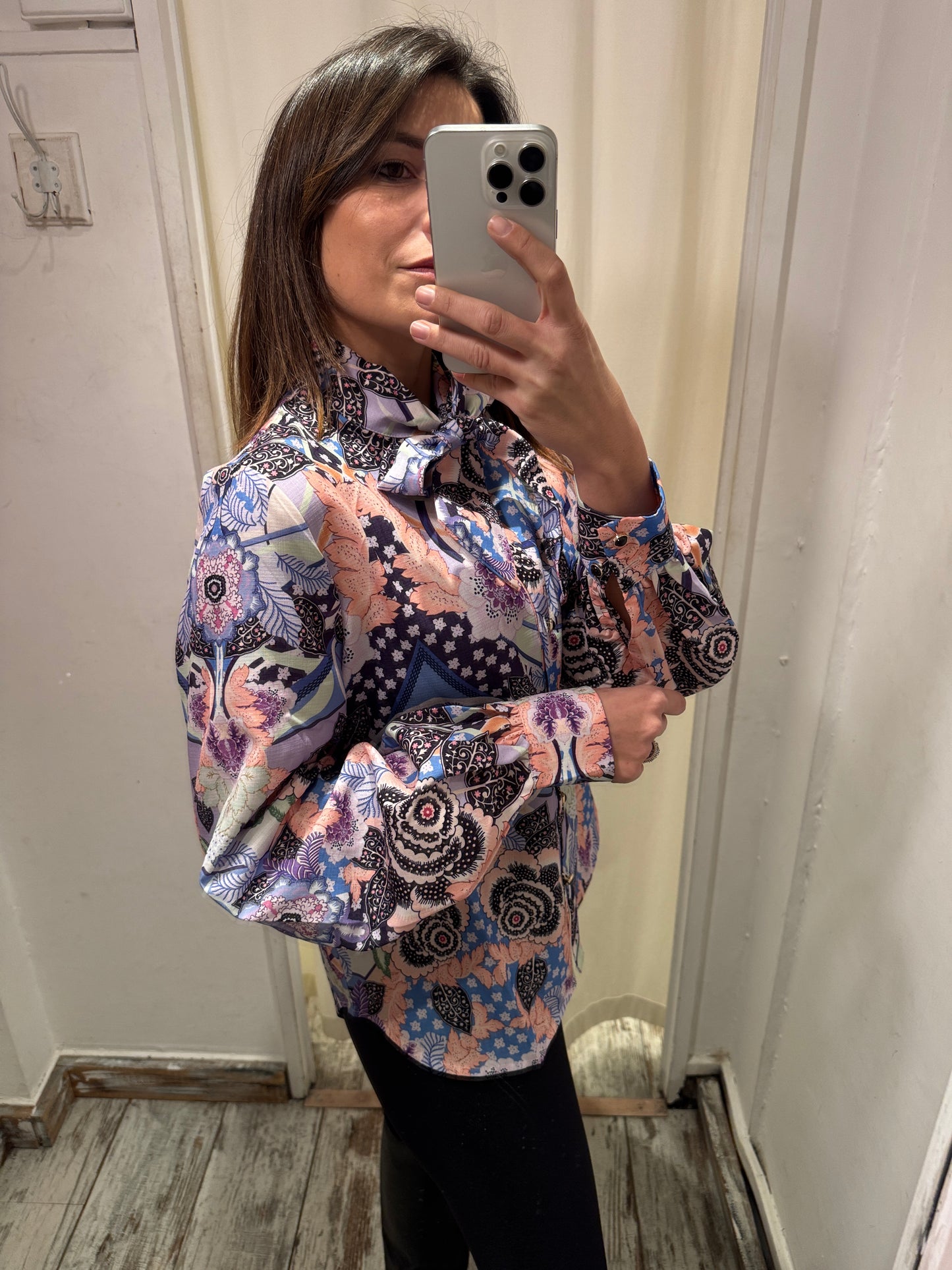CAMICIA FANTASIA VIOLA CON FIOCCO