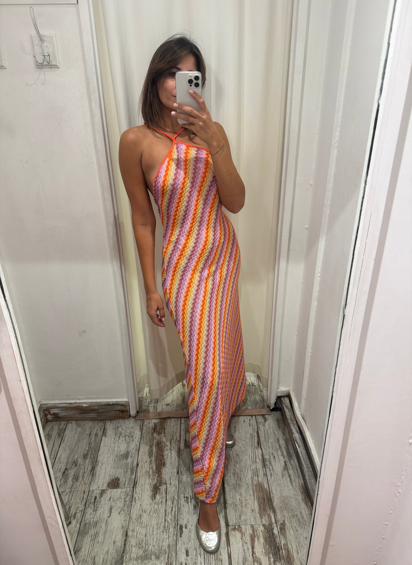 ABITO LUNGO ZIG ZAG MULTICOLORE