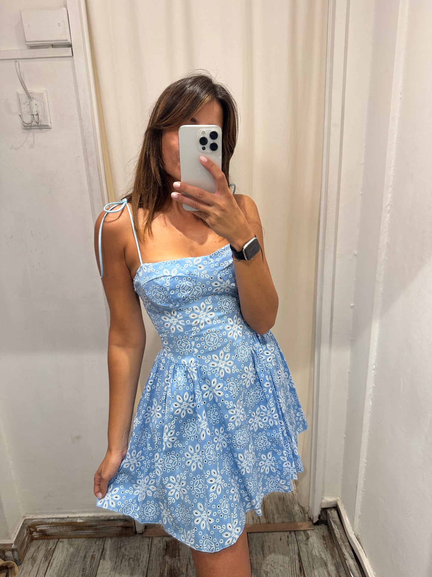 ABITO CORTO EFFETTO SANGALLO CELESTE