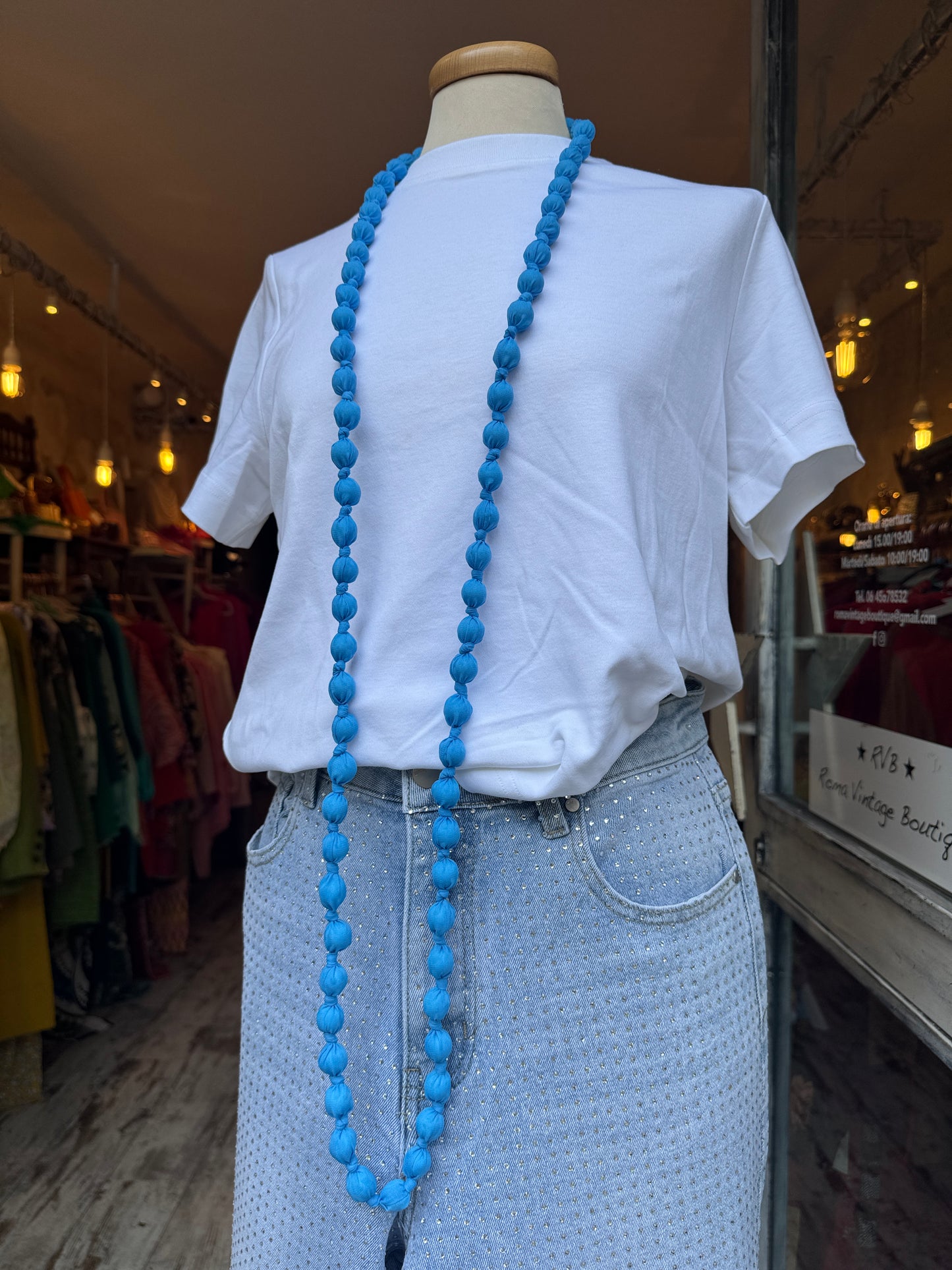 COLLANA PALLINE TESSUTO