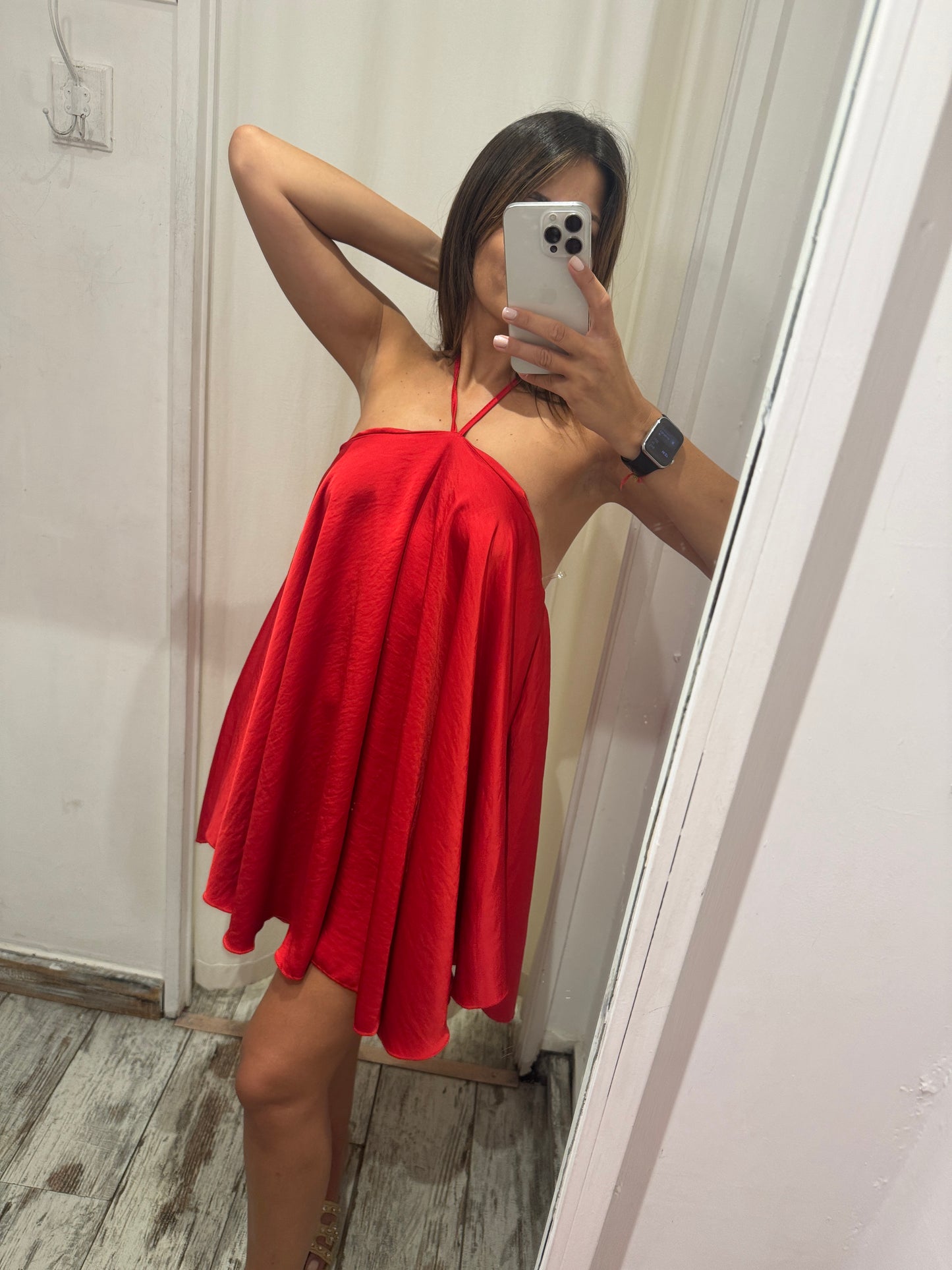 ABITO HALTER ASIMMETRICO ROSSO