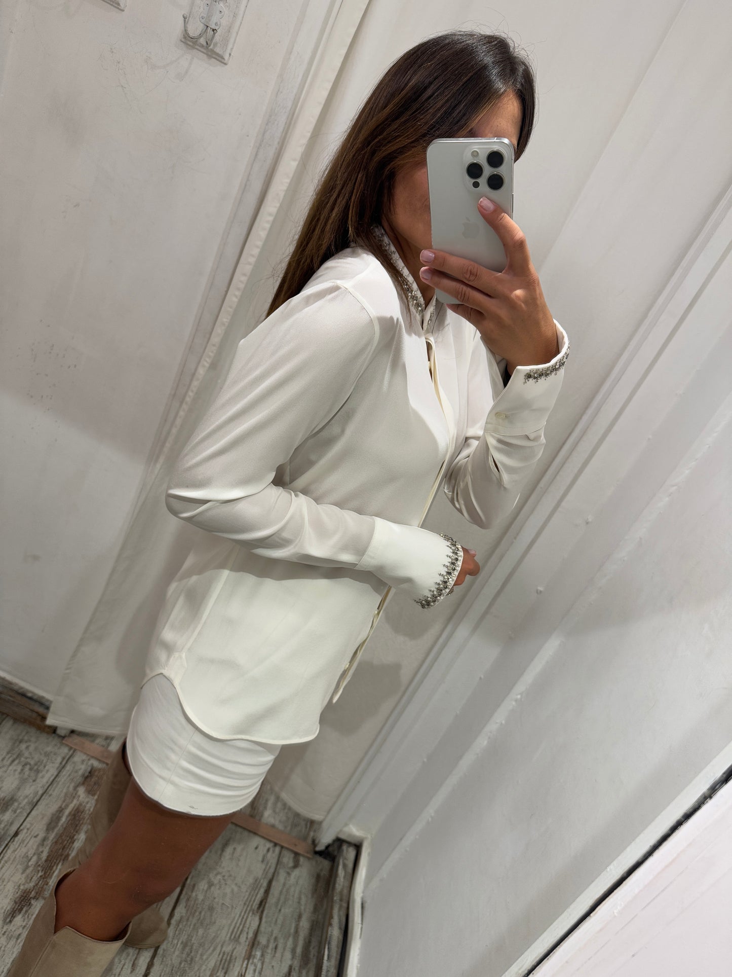 CAMICIA ERMANNO SCERVINO SETA PANNA