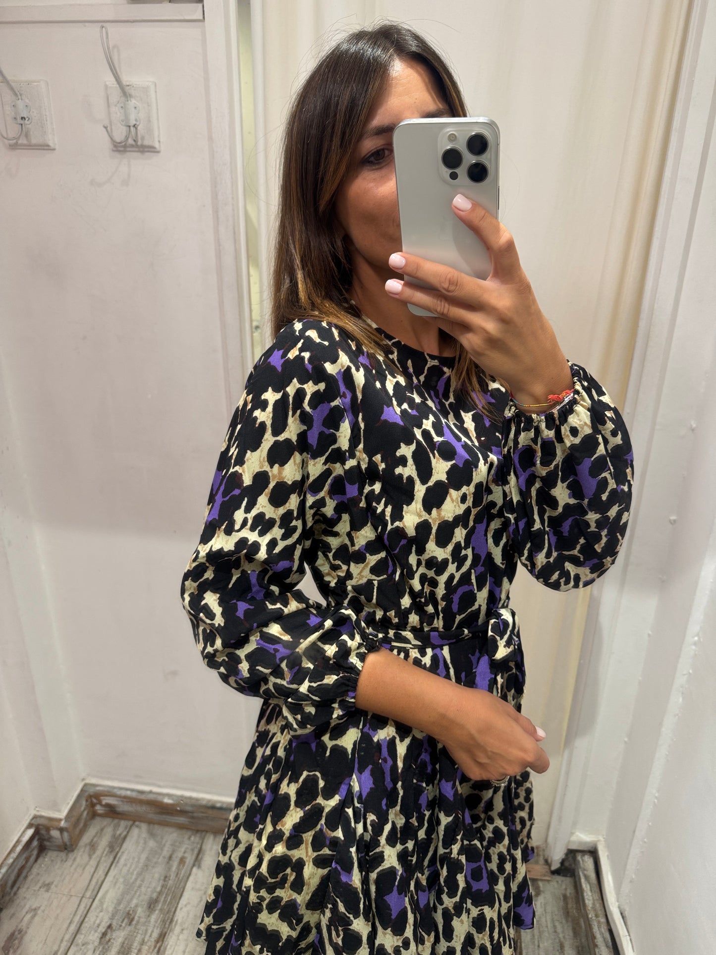 ABITO ANIMALIER VIOLA