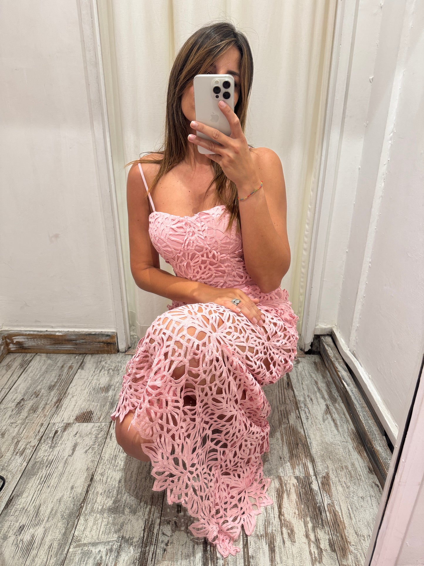 COORDINATO TOP E GONNA ROSA TRAFORATO