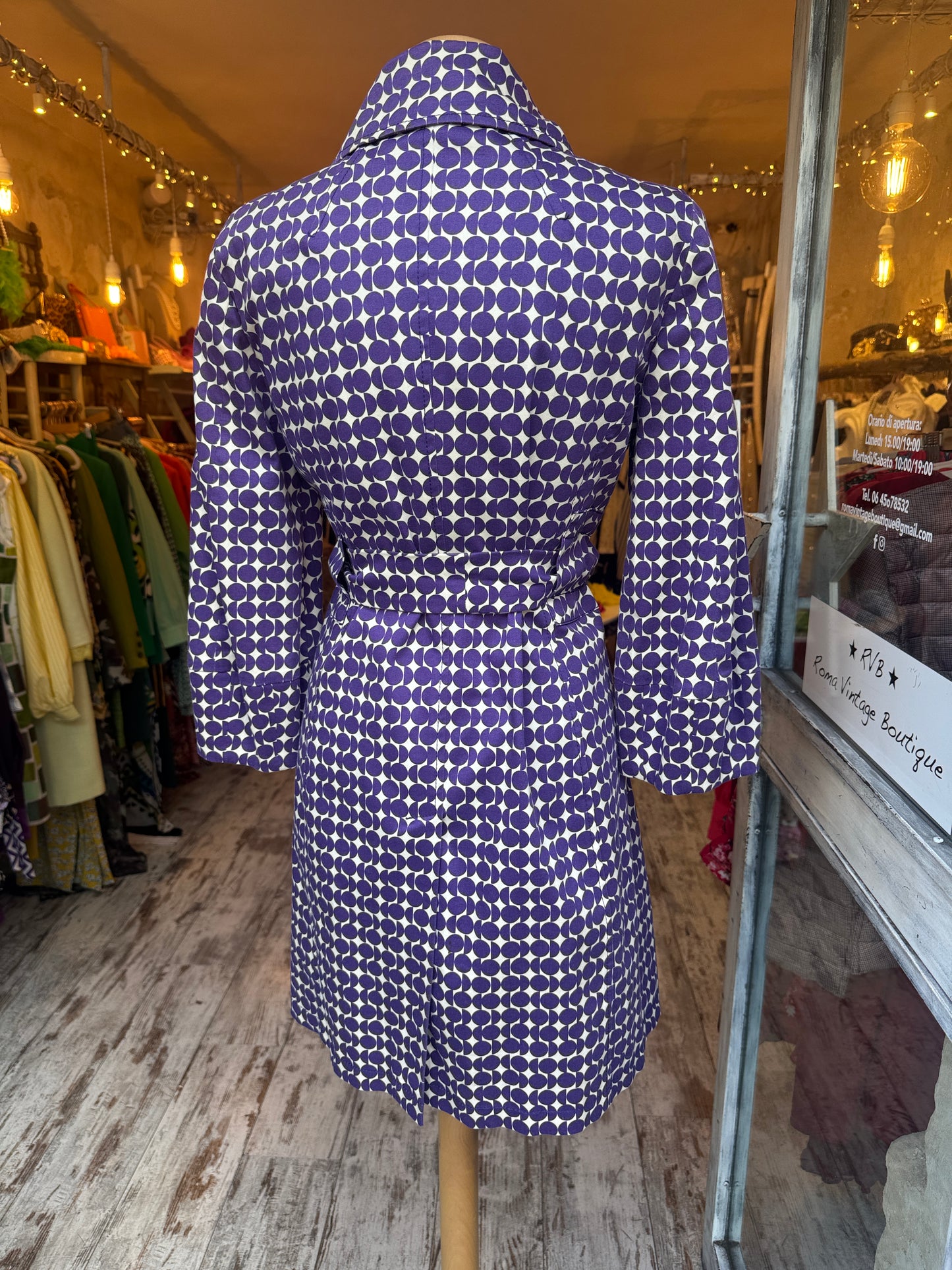 TRENCH MARELLA GEOMETRICO VIOLA E BIANCO