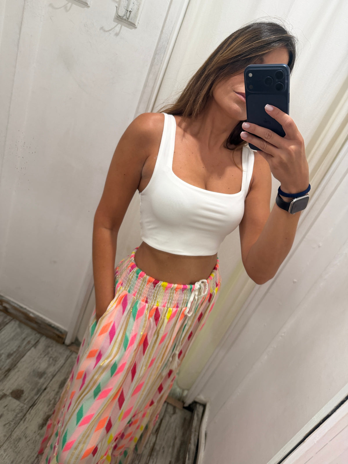 CROP TOP IN LYCRA BIANCO