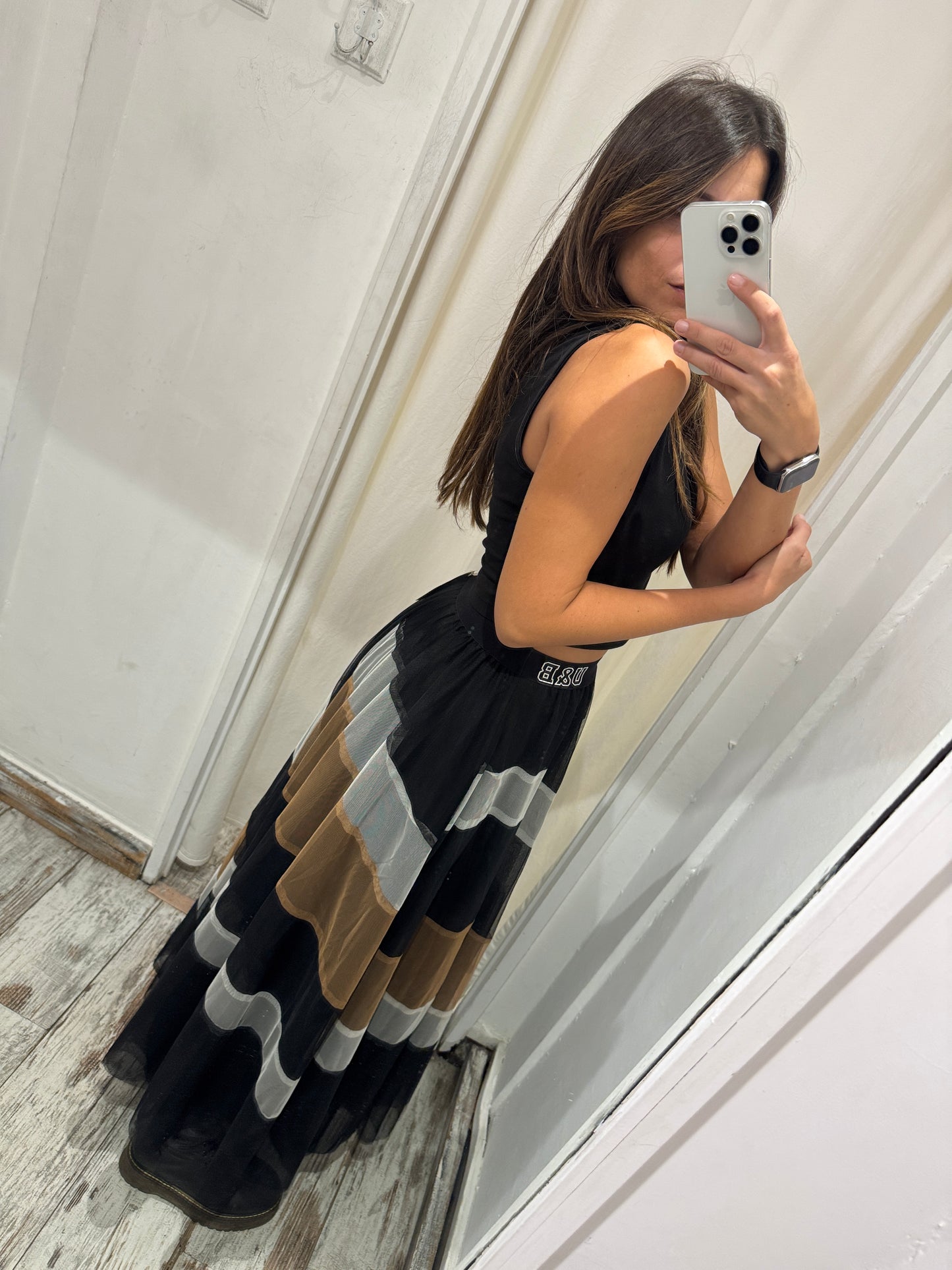 GONNA TULLE TWIN SET U&B NERO E MARRONE