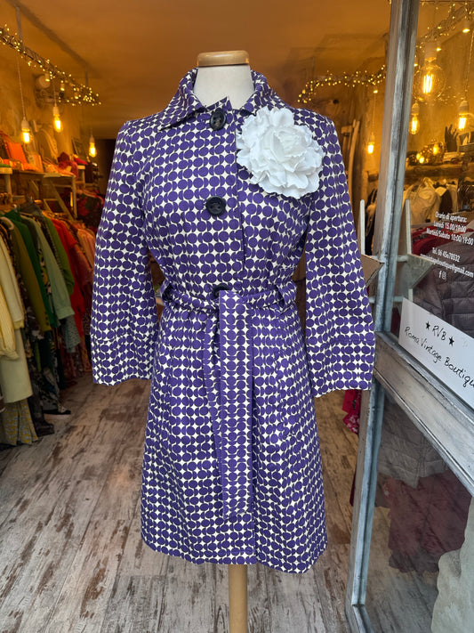 TRENCH MARELLA GEOMETRICO VIOLA E BIANCO