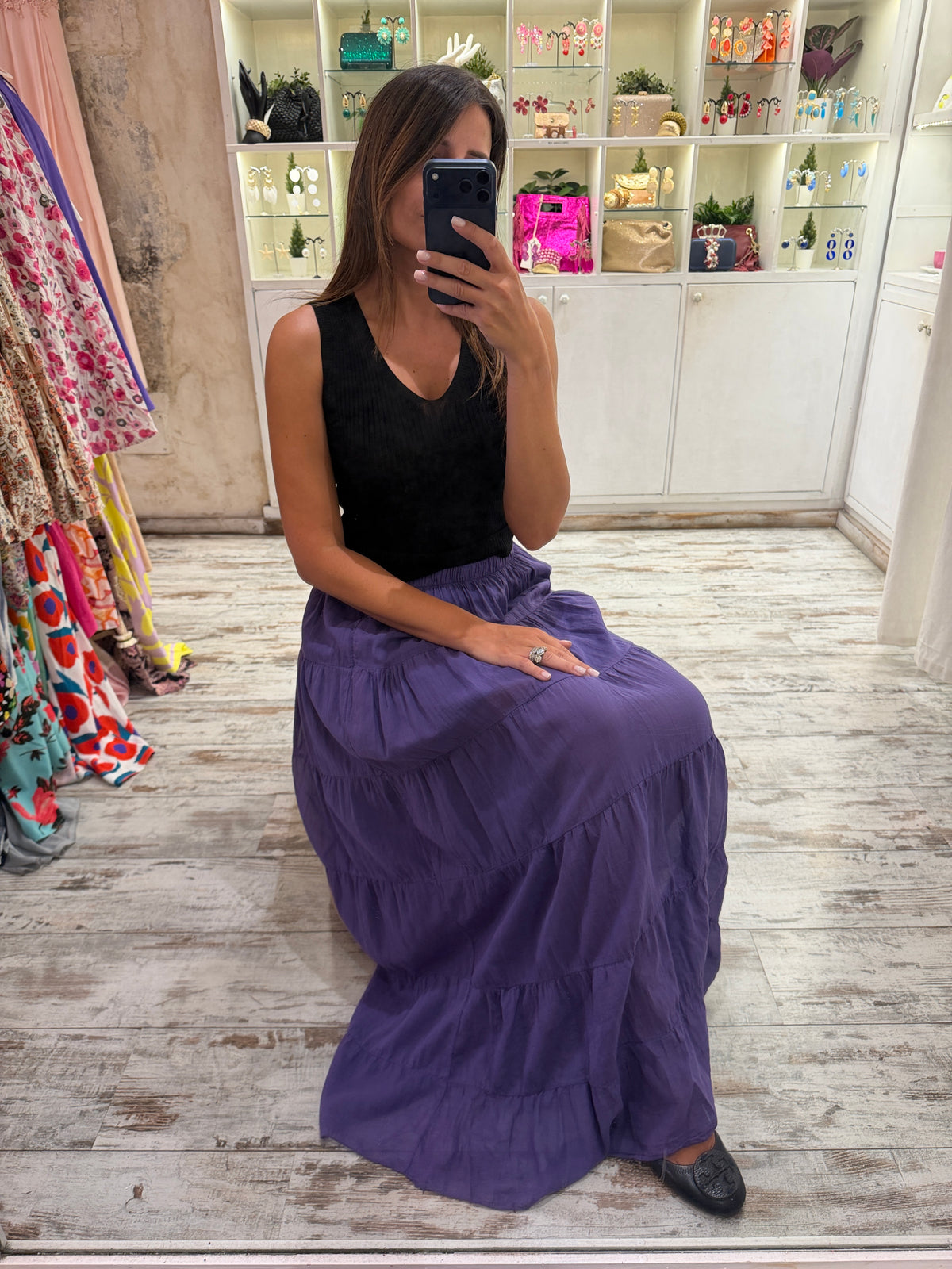 GONNA LUNGA COTONE VIOLA