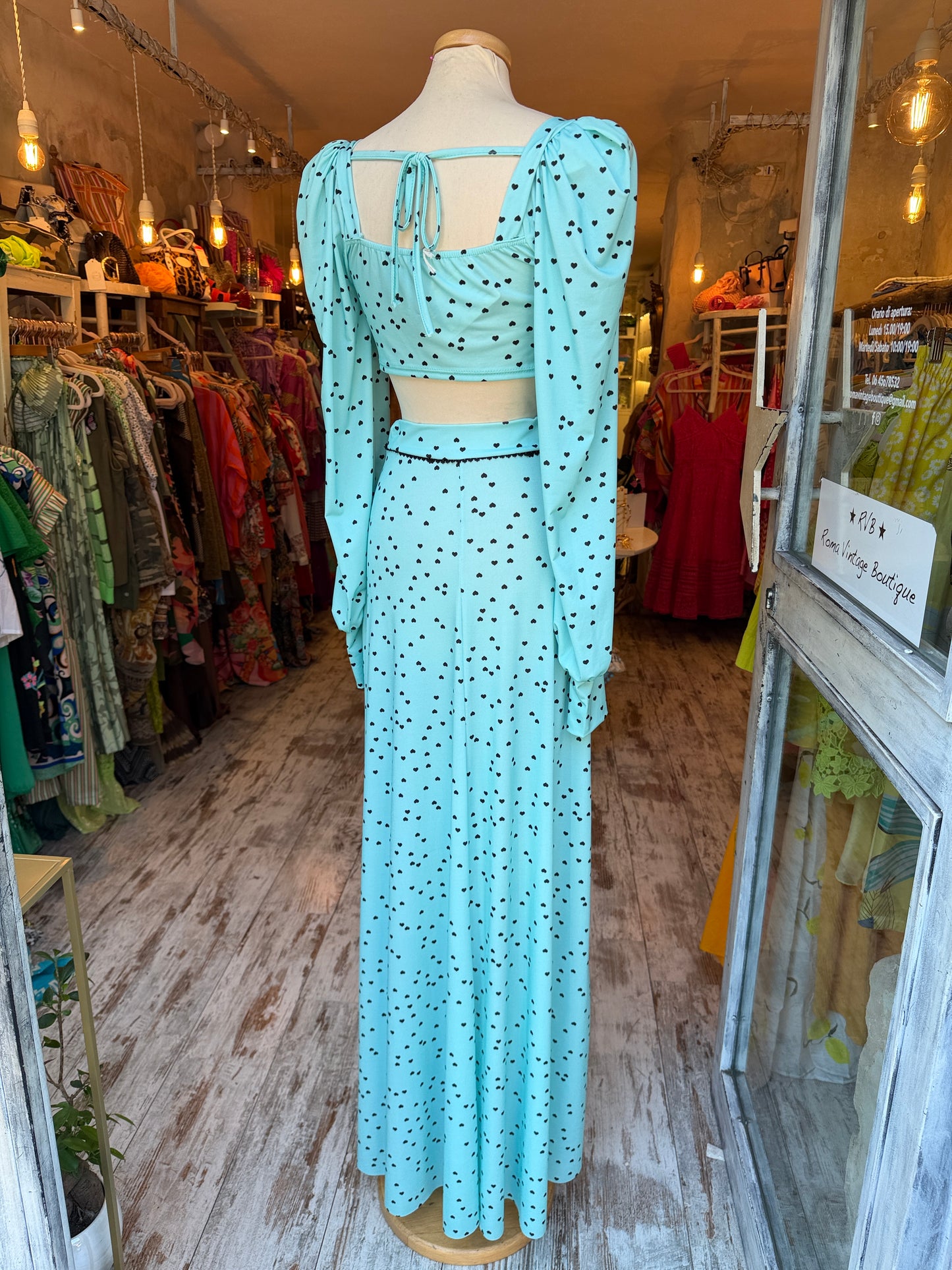 COORDINATO TOP E GONNA TIFFANY E CUORI