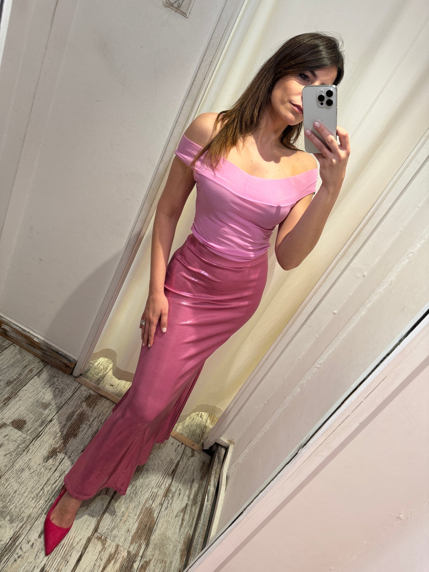 GONNA LUNGA ROSA LUCIDO