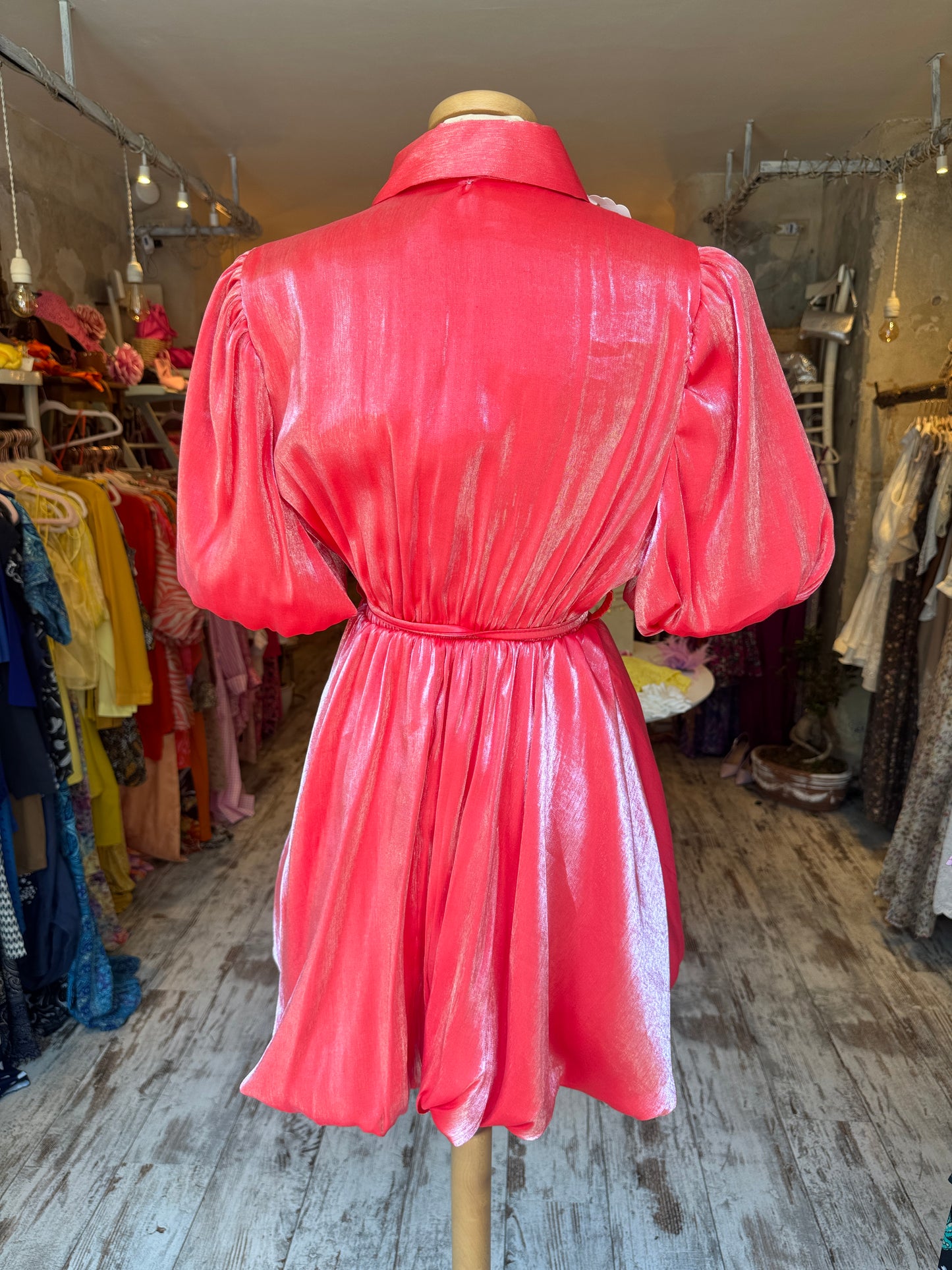 ABITO CHEMISIER ROSSO SATIN CORTO