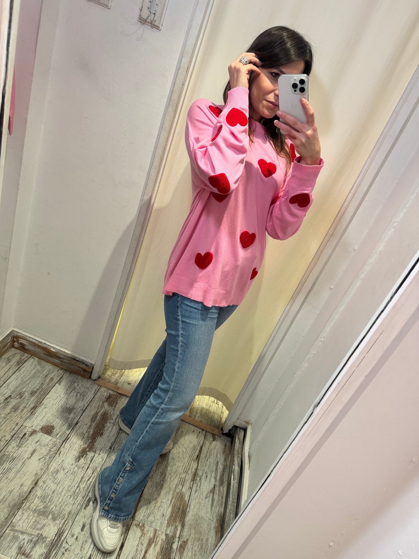 MAGLIA CUORI ROSA