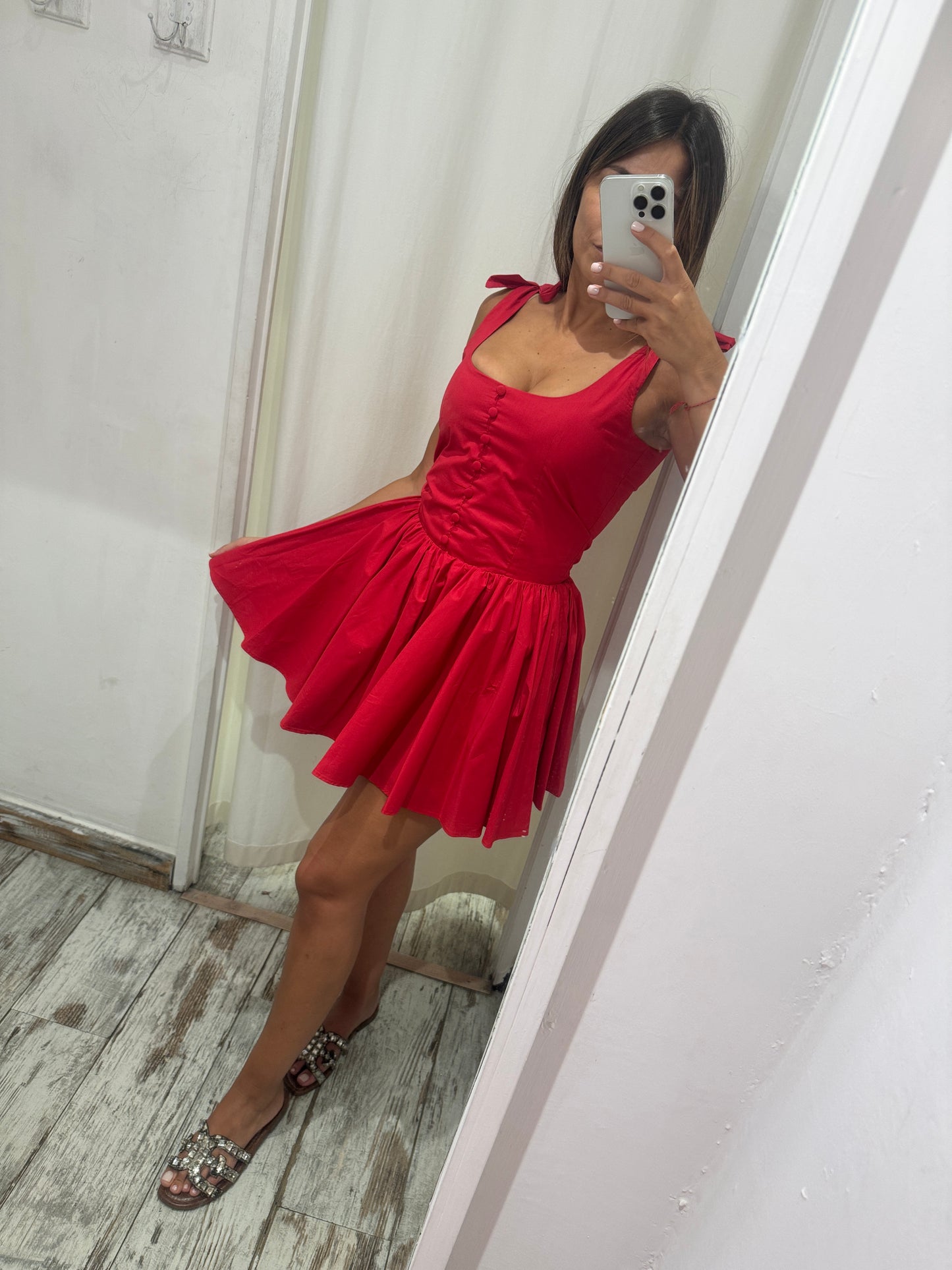 ABITO A RUOTA COTONE ROSSO