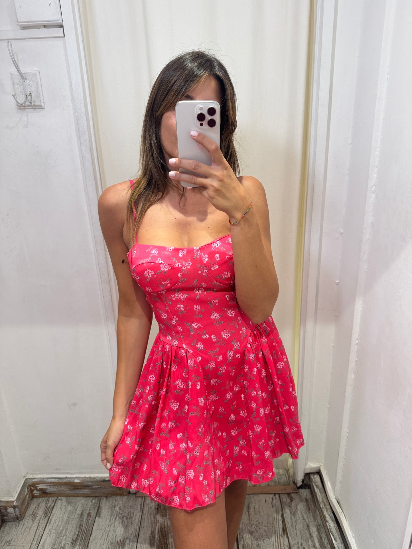 ABITO CORTO FUCSIA FIORELLINI