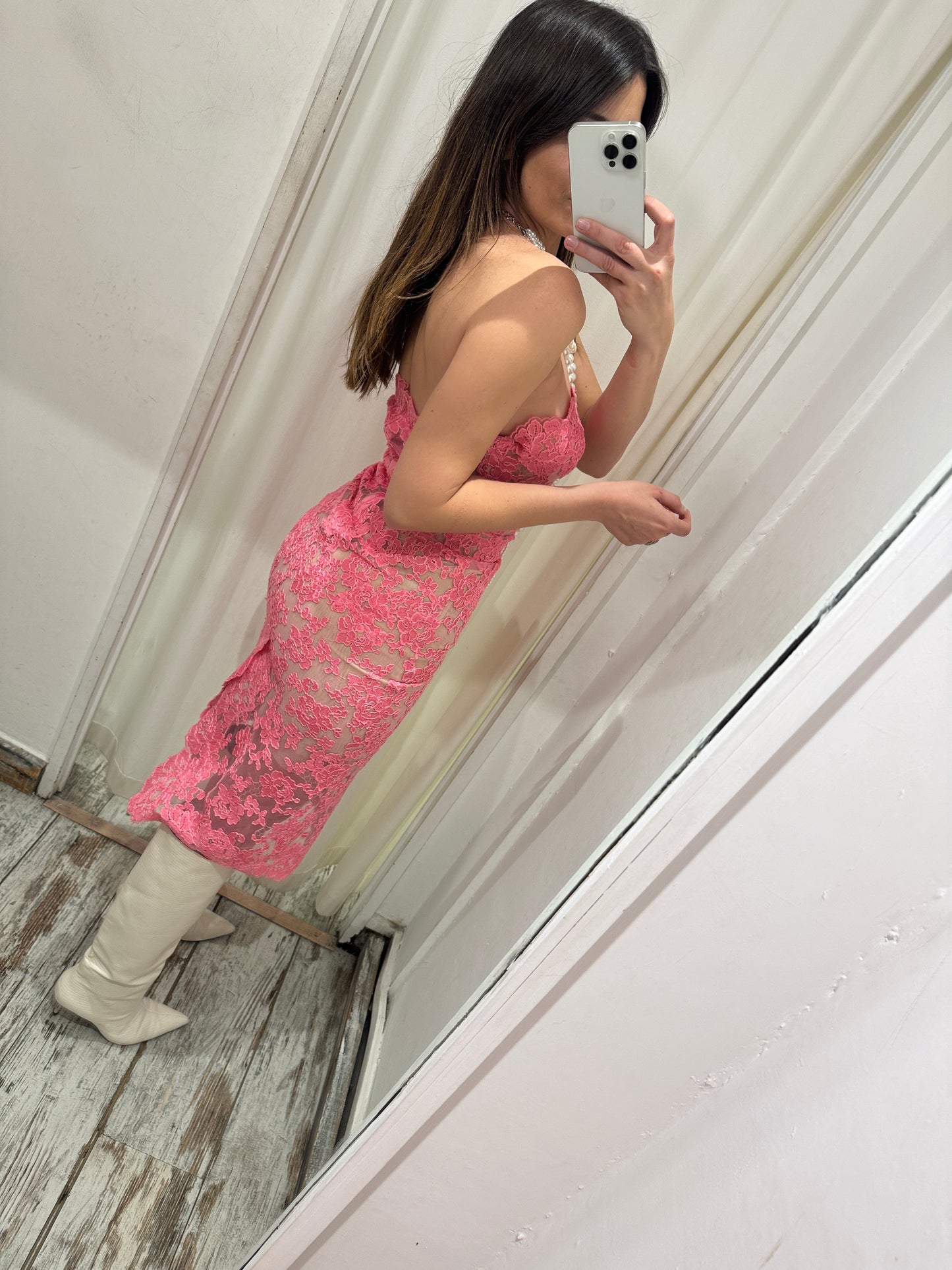 ABITO BUSTIER ERMANNO SCERVINO PIZZO SALMONE