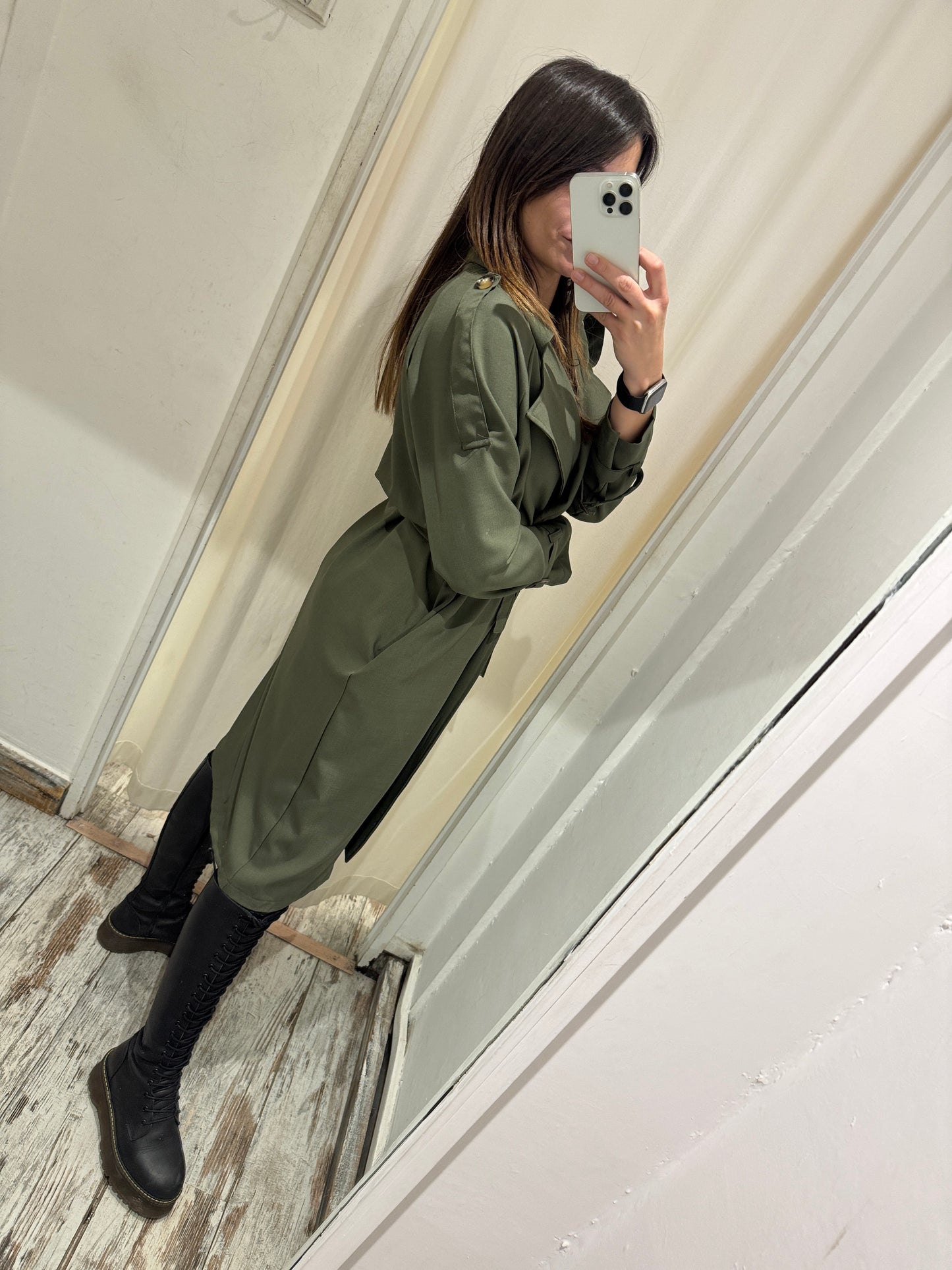 TRENCH PRIMAVERILE VERDE MILITARE