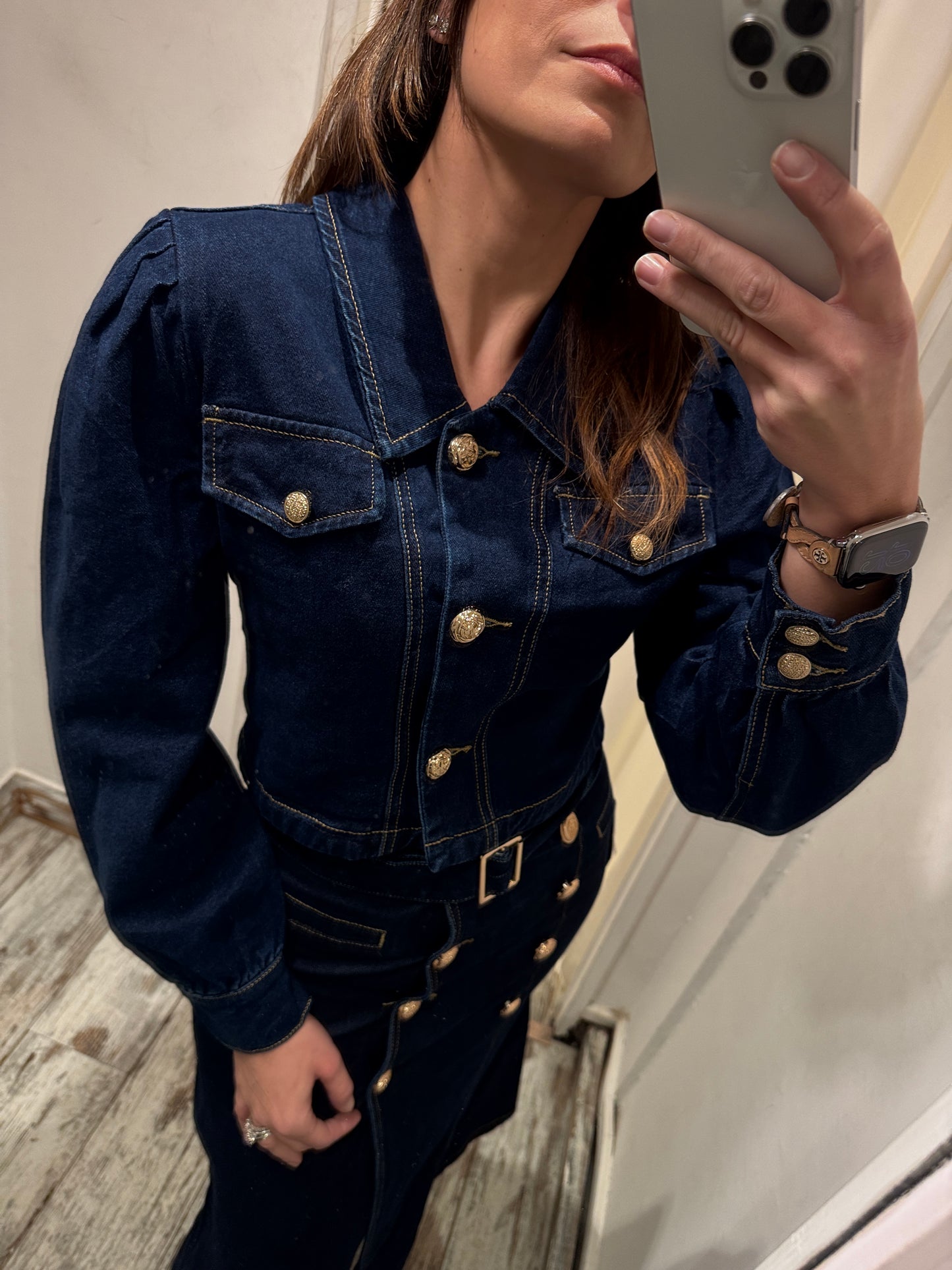 GIACCHINA CROP DENIM SCURO