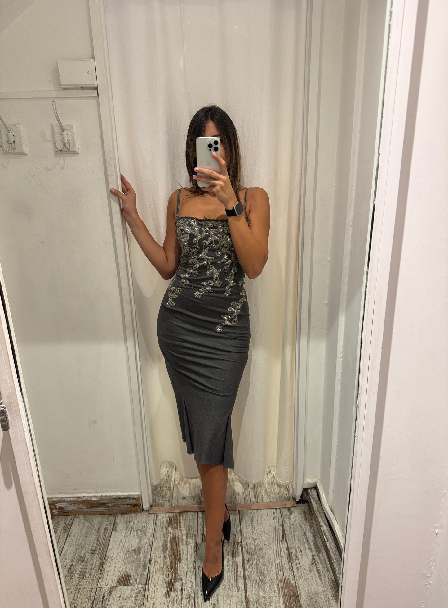 TUBINO ERMANNO SCERVINO ANTRACITE CON APPLICAZIONI
