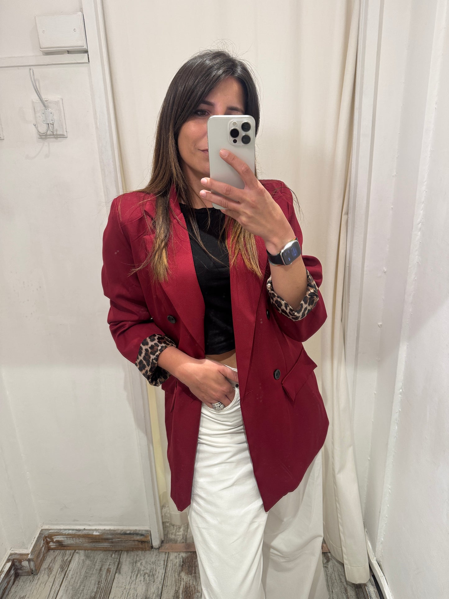 BLAZER OVER BORDEAUX FODERA ANIMALIER