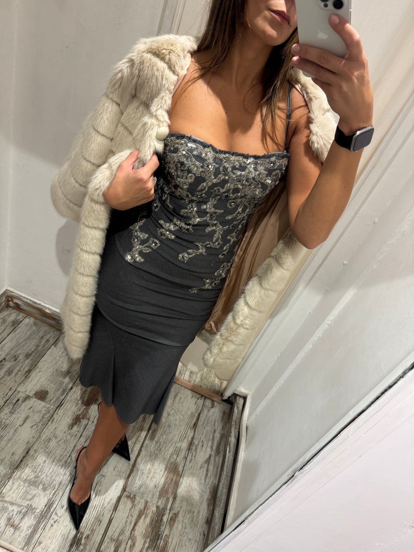 TUBINO ERMANNO SCERVINO ANTRACITE CON APPLICAZIONI