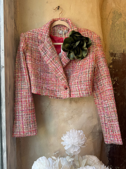 BLAZER CROP ROSA BOUCLÈ