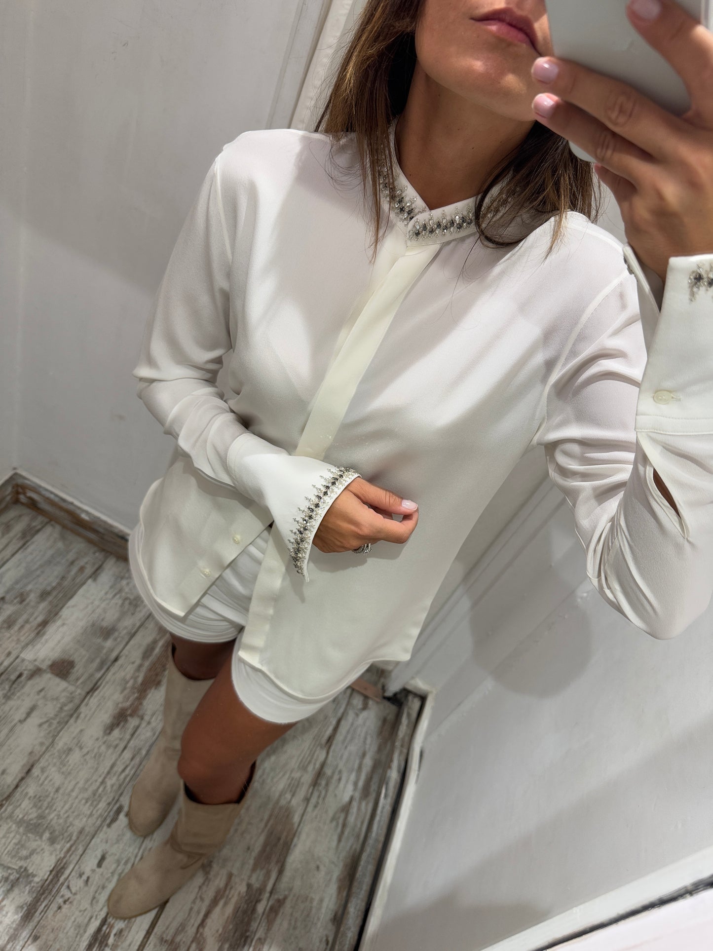 CAMICIA ERMANNO SCERVINO SETA PANNA