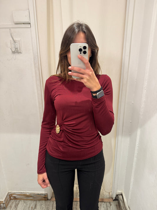 MAGLIA BORDEAUX CON DRAPPEGGIO