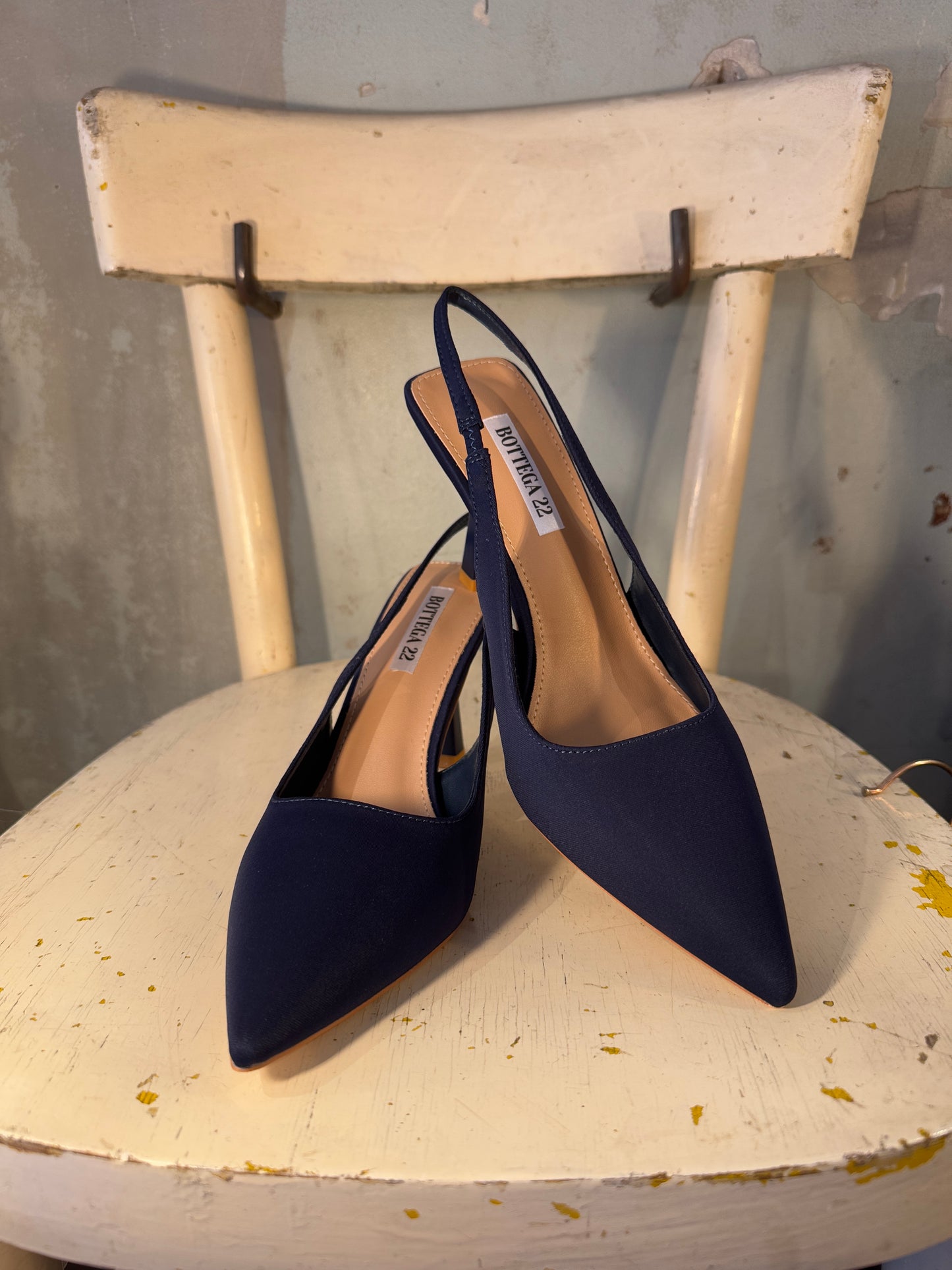 DECOLLETÈ SLINGBACK BLU TESSUTO