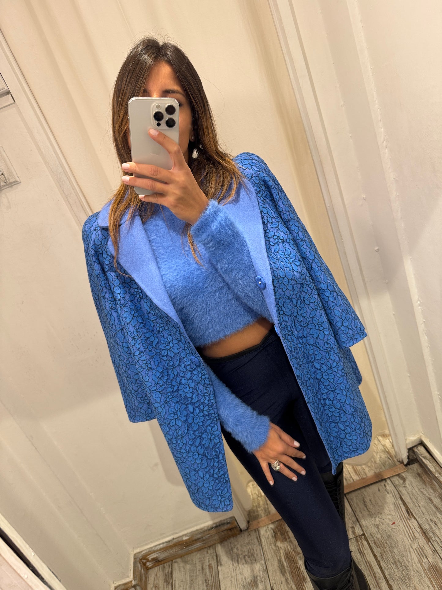 CAPPOTTINO ERMANNO SCERVINO IN PIZZO AZZURRO