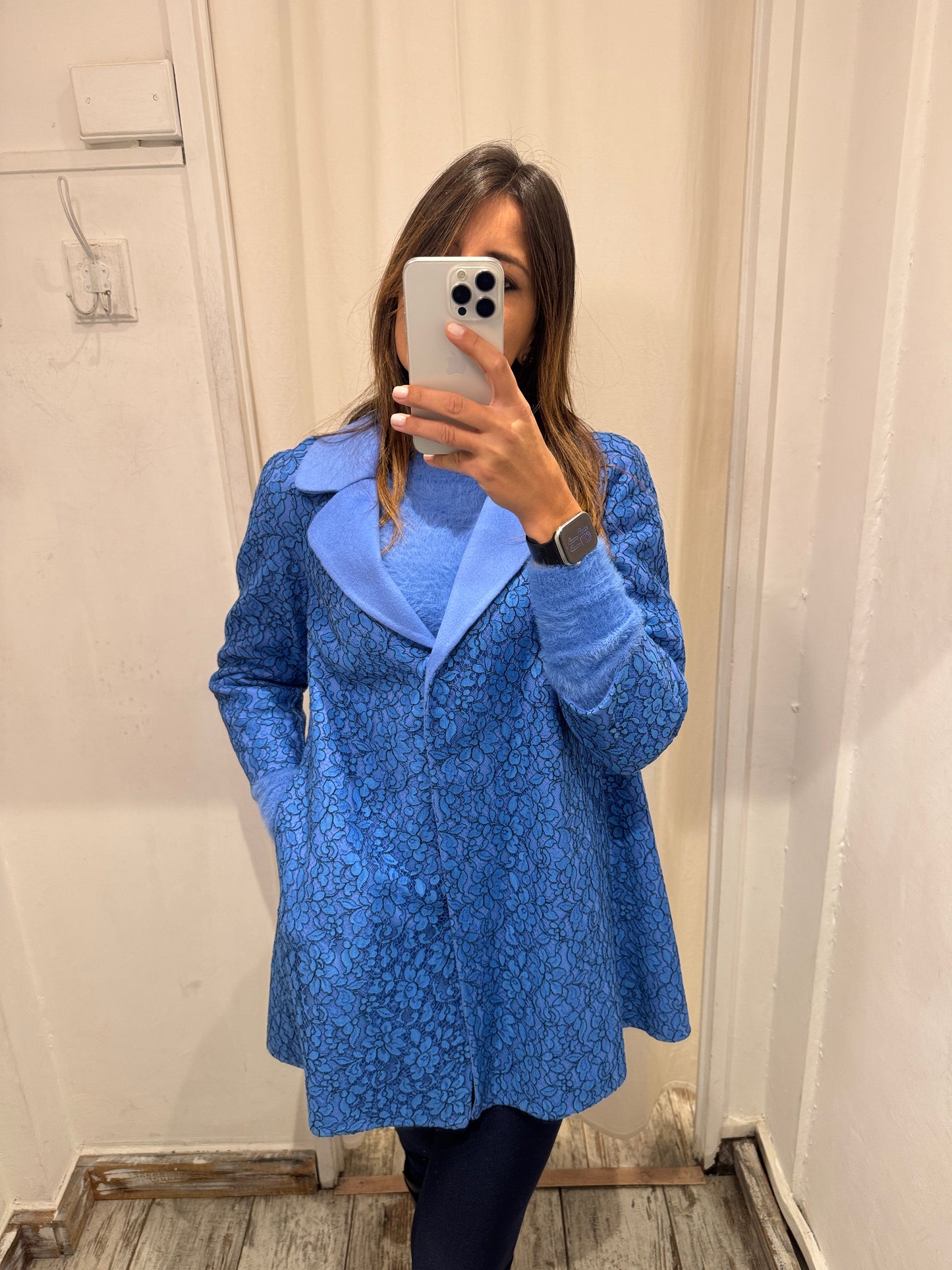CAPPOTTINO ERMANNO SCERVINO IN PIZZO AZZURRO