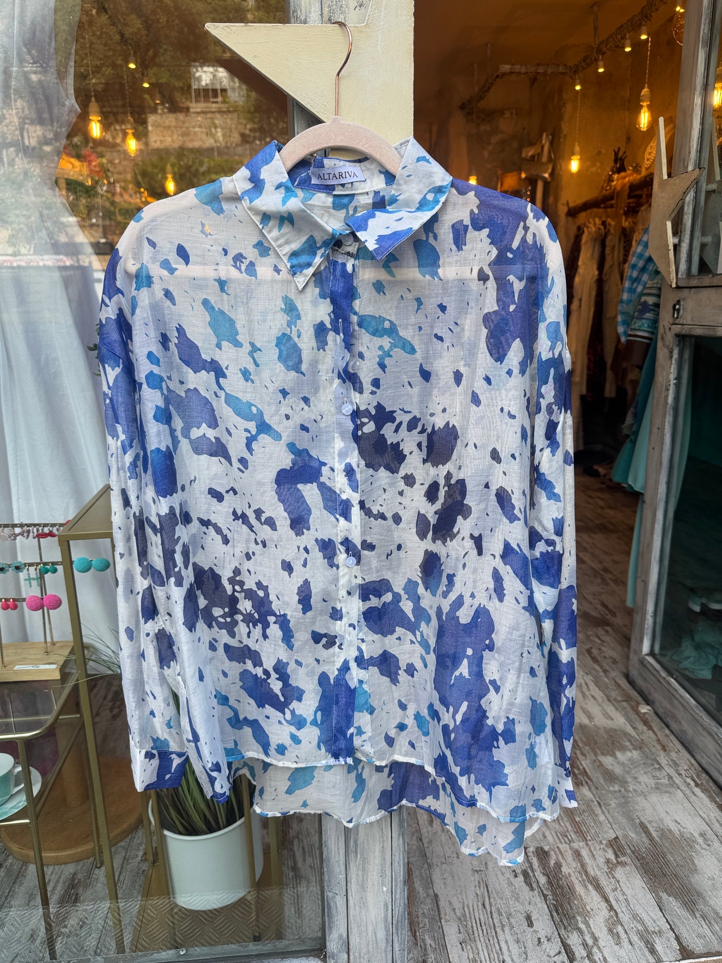 CAMICIA BIANCA MACCHIE AZZURRE