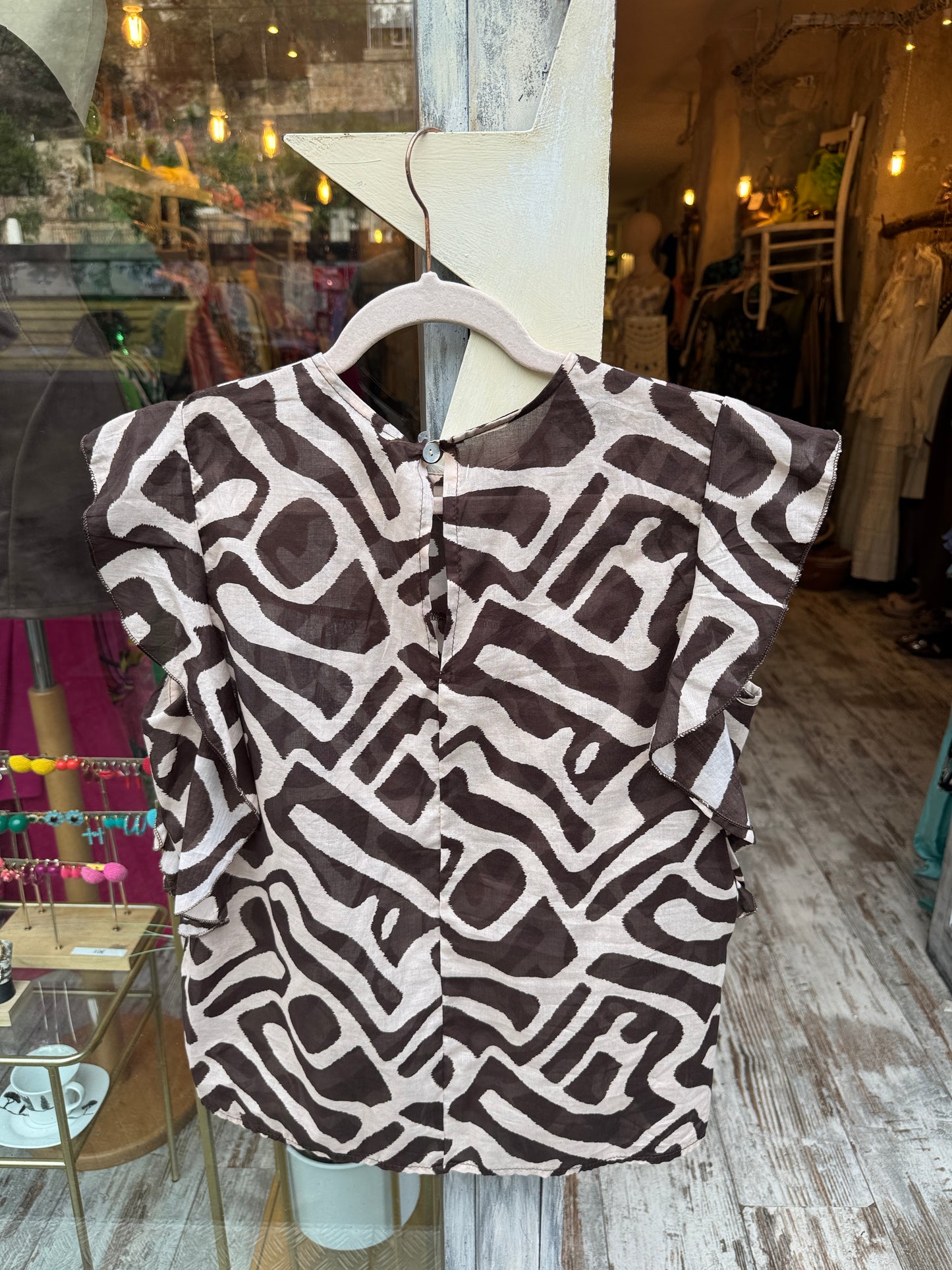 BLUSA FANTASIA MARRONE E PANNA