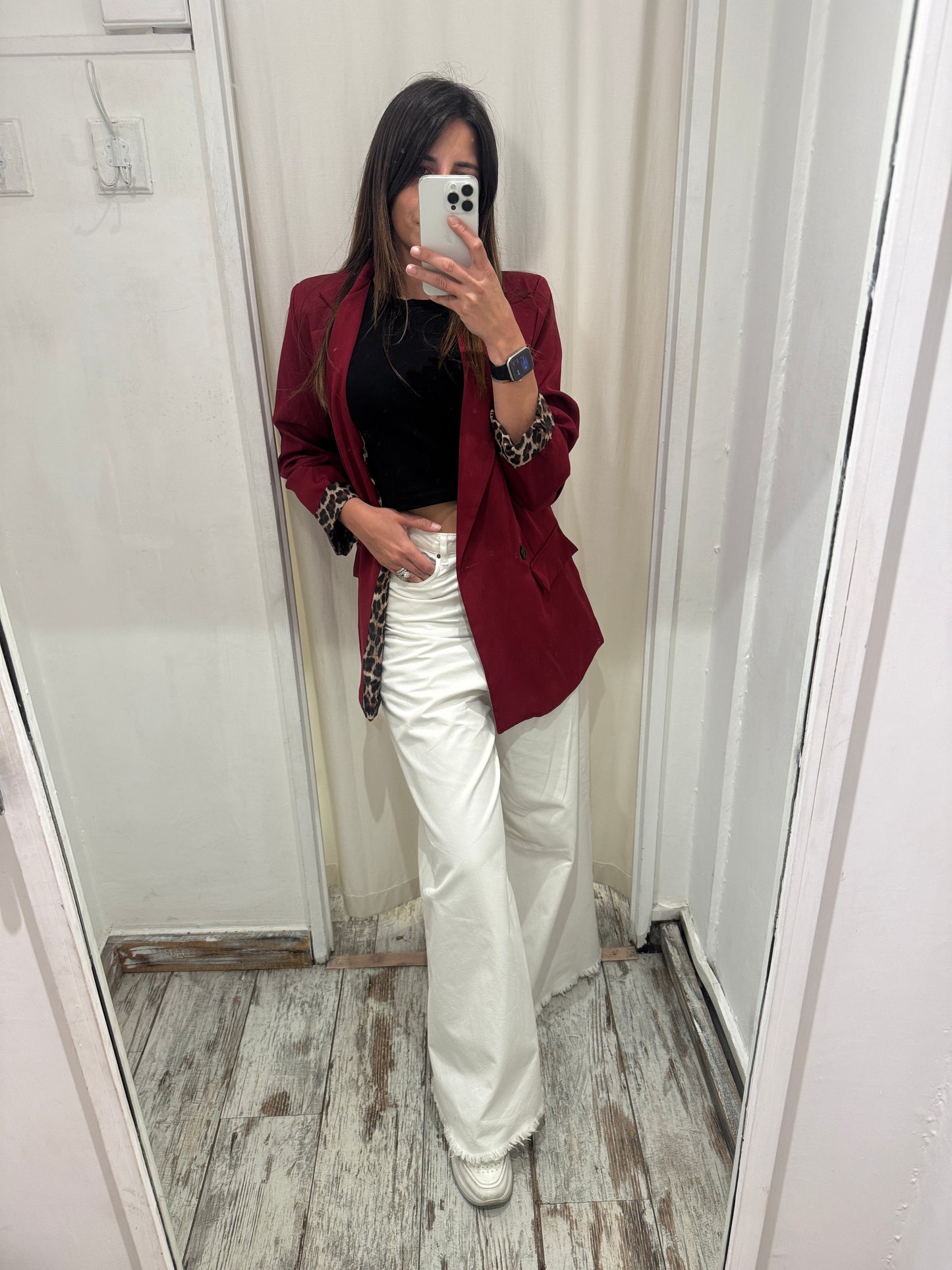 BLAZER OVER BORDEAUX FODERA ANIMALIER