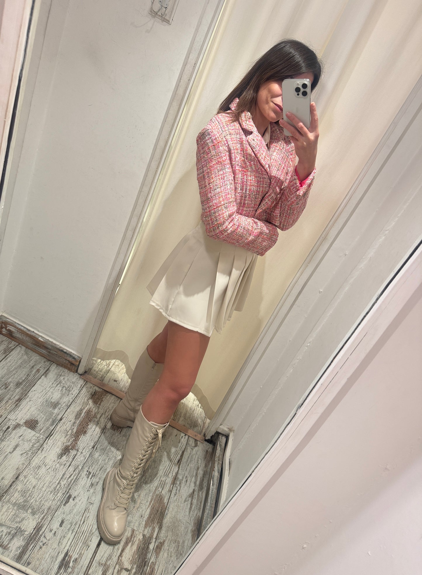 BLAZER CROP ROSA BOUCLÈ
