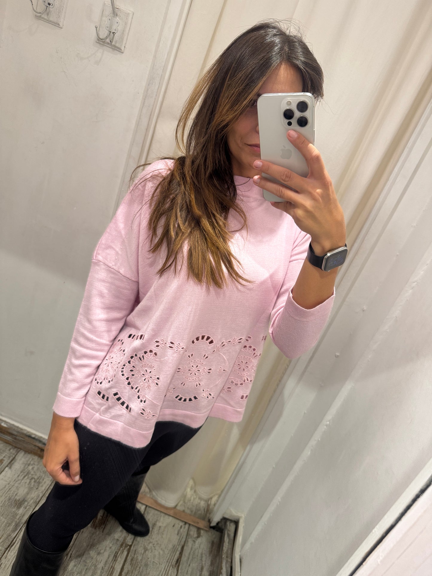 MAGLIA ERMANNO SCERVINO ROSA TRAFORATA