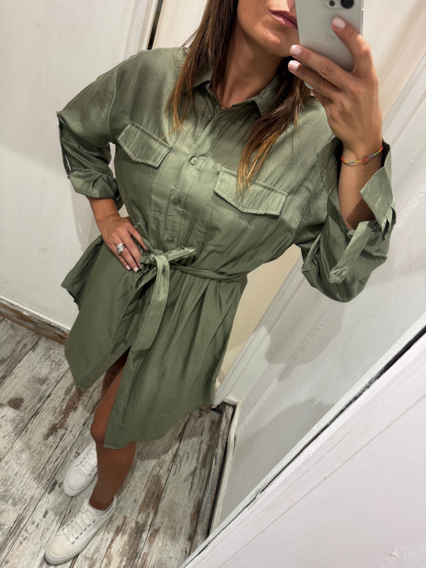 ABITO CHEMISIER MIDI VERDE MILITARE