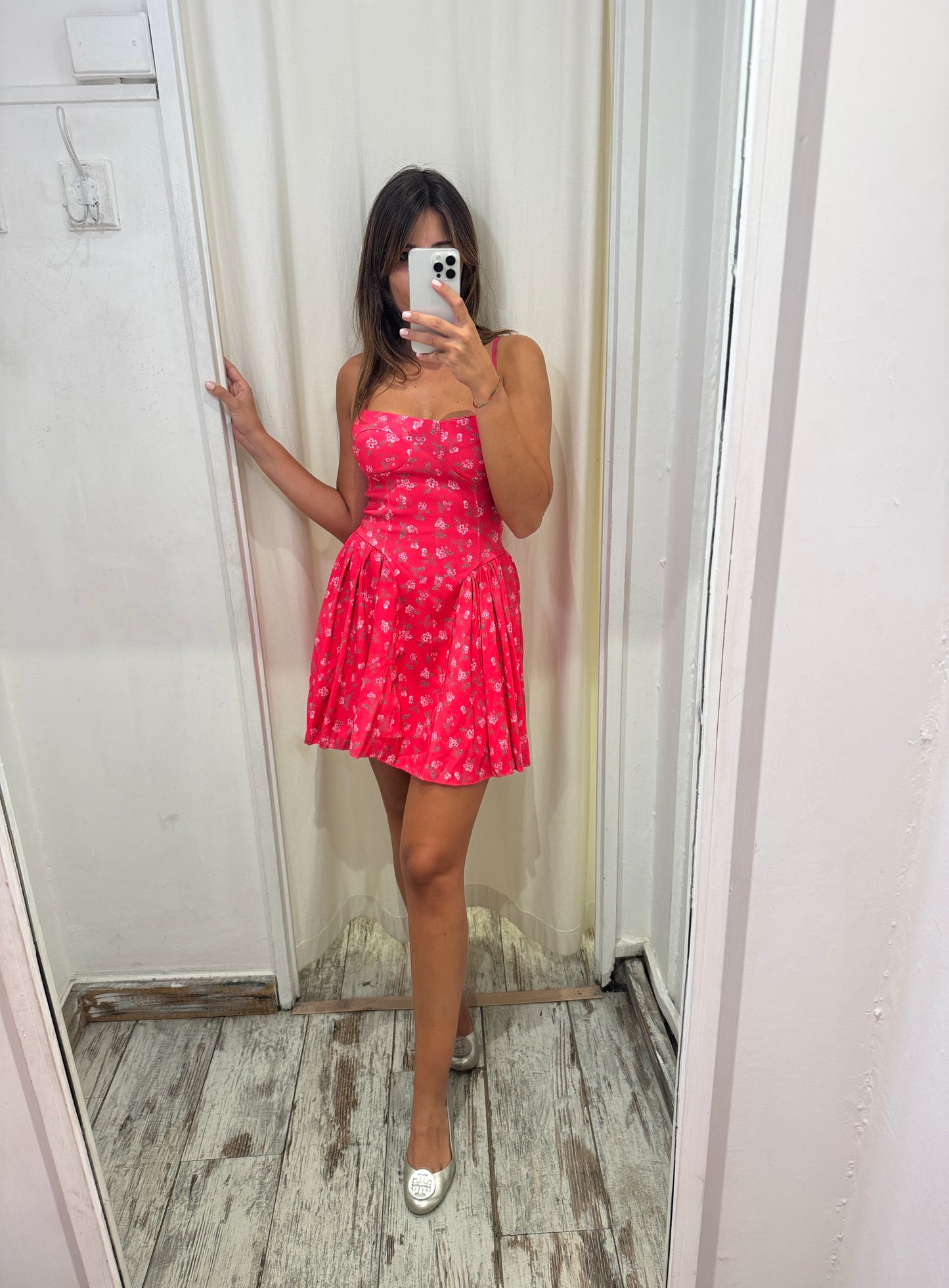 ABITO CORTO FUCSIA FIORELLINI