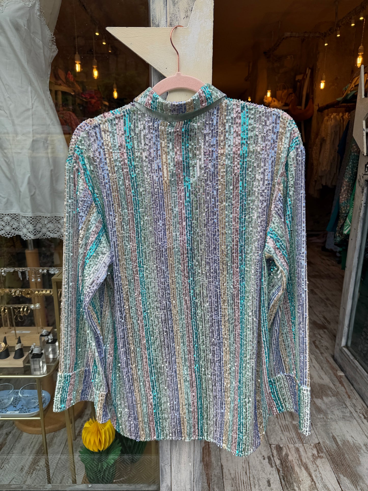 NEW COLLECTION - CAMICIA ISABELLE BLANCHE PAILLETTES MULTICOLORE