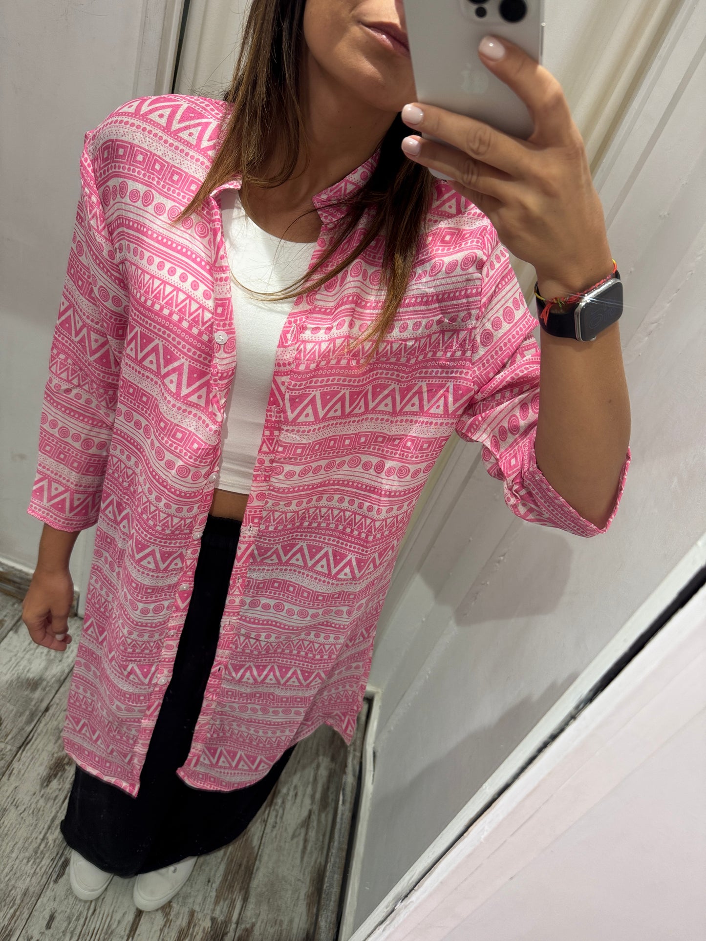 ABITO CHEMISIER ETNICO FUCSIA