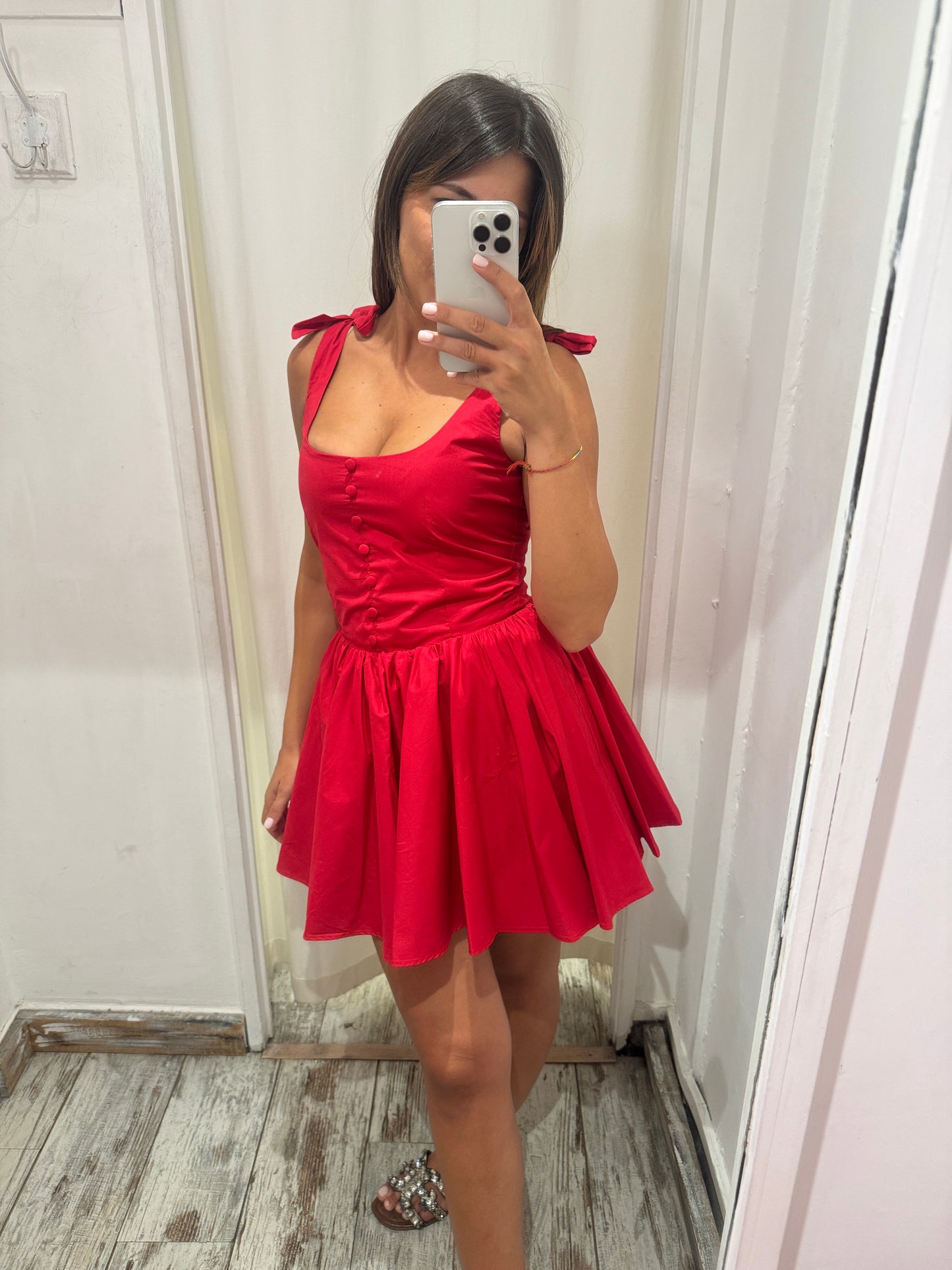 ABITO A RUOTA COTONE ROSSO