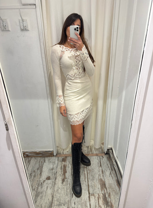 ABITO ERMANNO SCERVINO PANNA CON PIZZO