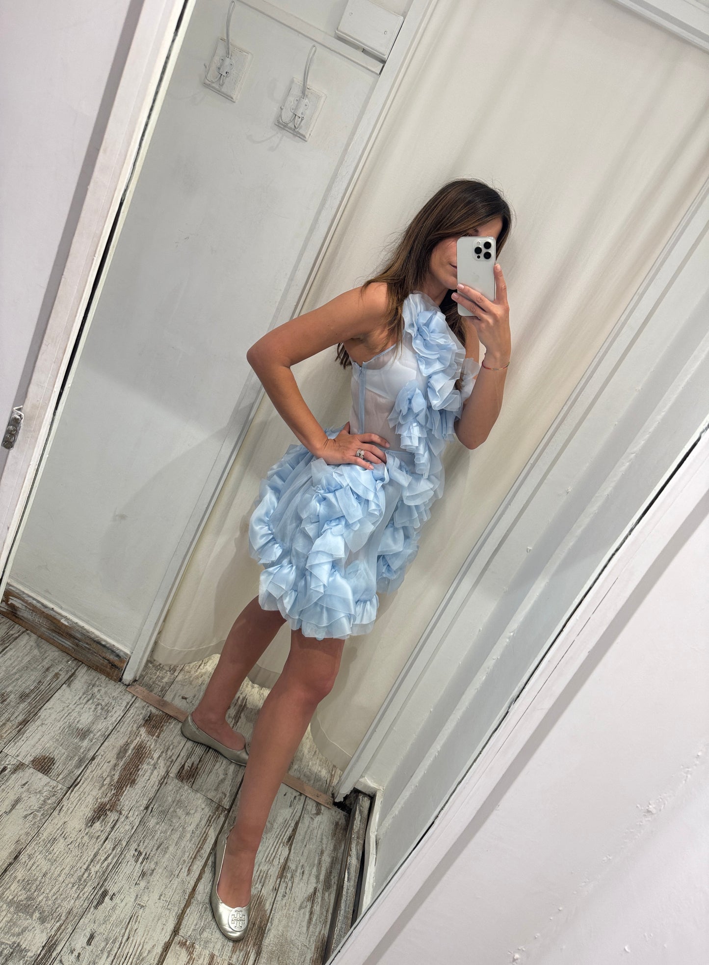 ABITO ERMANNO SCERVINO ORGANZA CELESTE