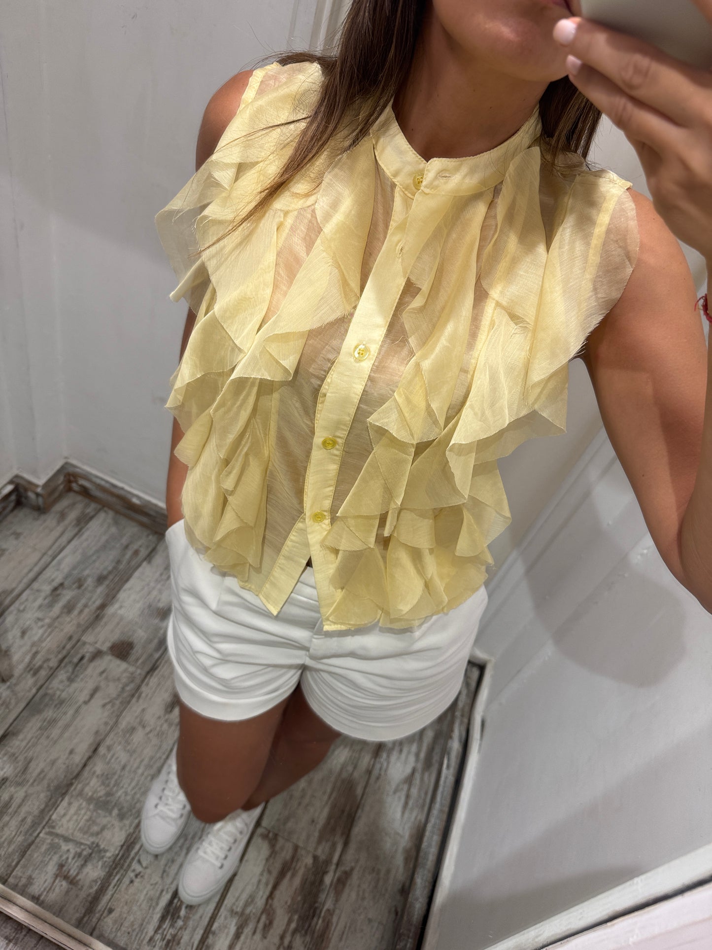 CAMICIA GIALLA CON ROUCHES