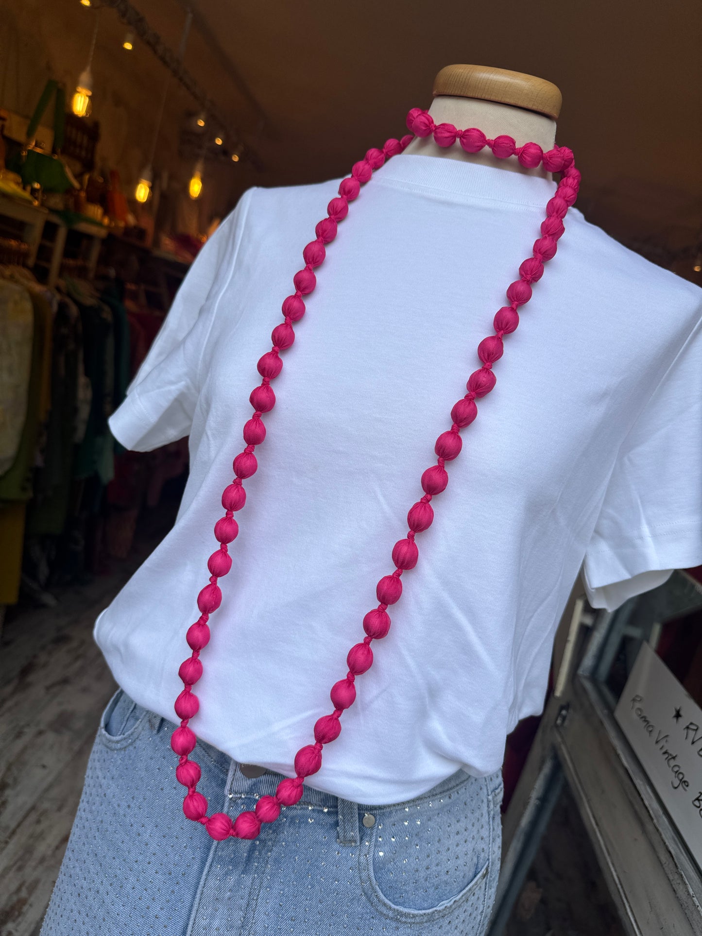COLLANA PALLINE TESSUTO