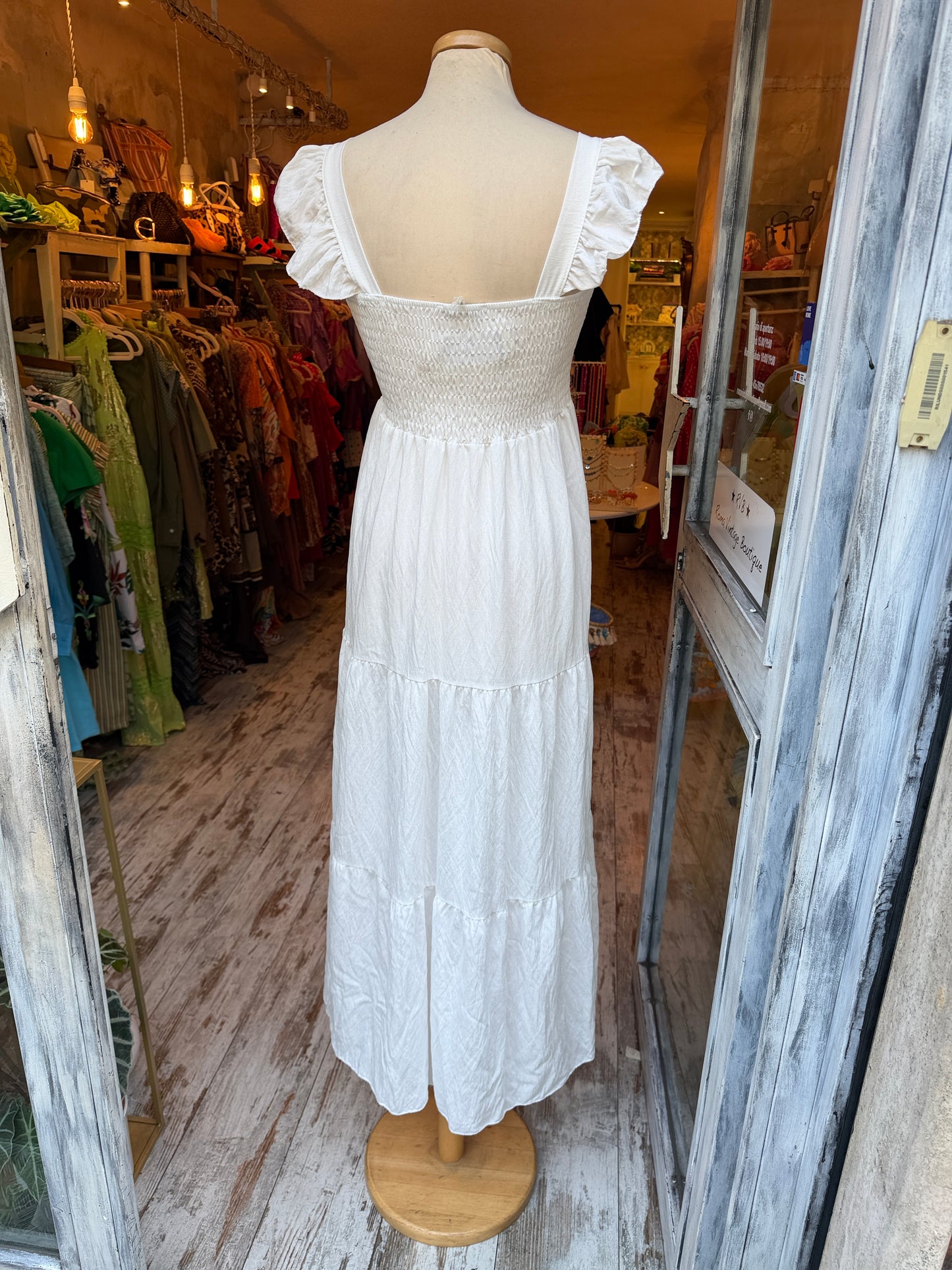 ABITO LONGUETTE BIANCO CORPETTO SMOCK