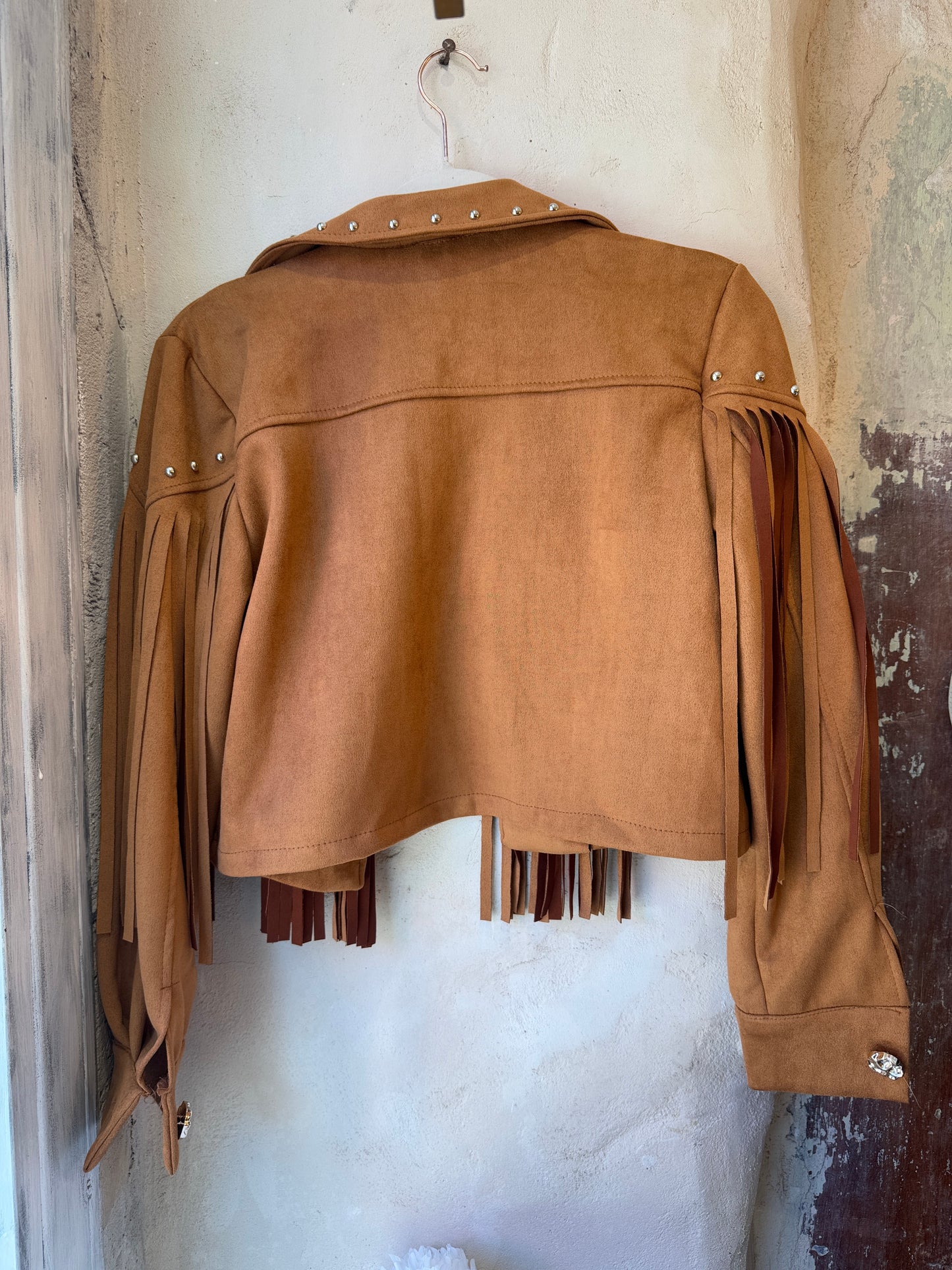GIUBBINO FRANGE SUEDE CAMMELLO