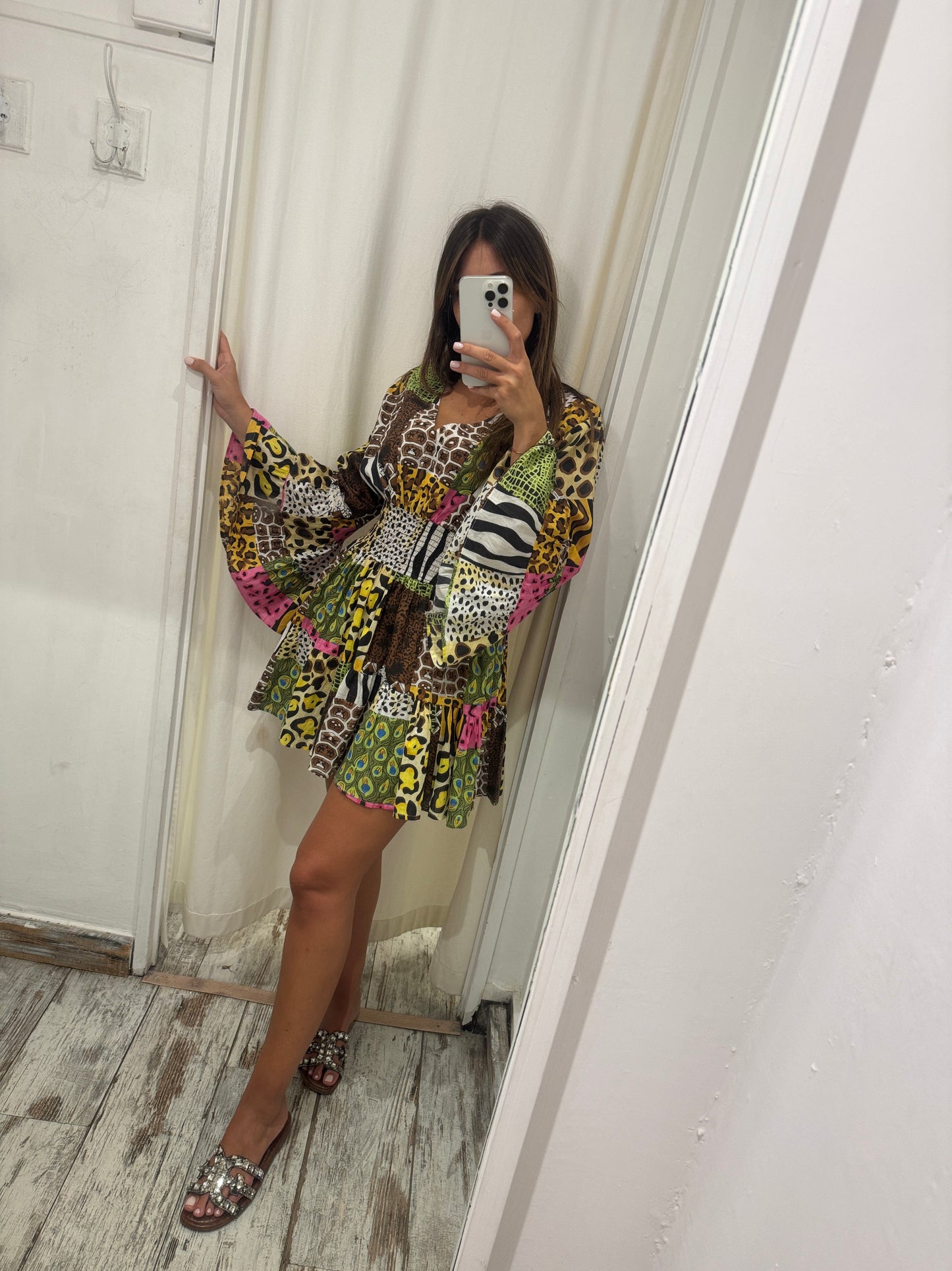 ABITO IN COTONE PATCHWORK ANIMALIER
