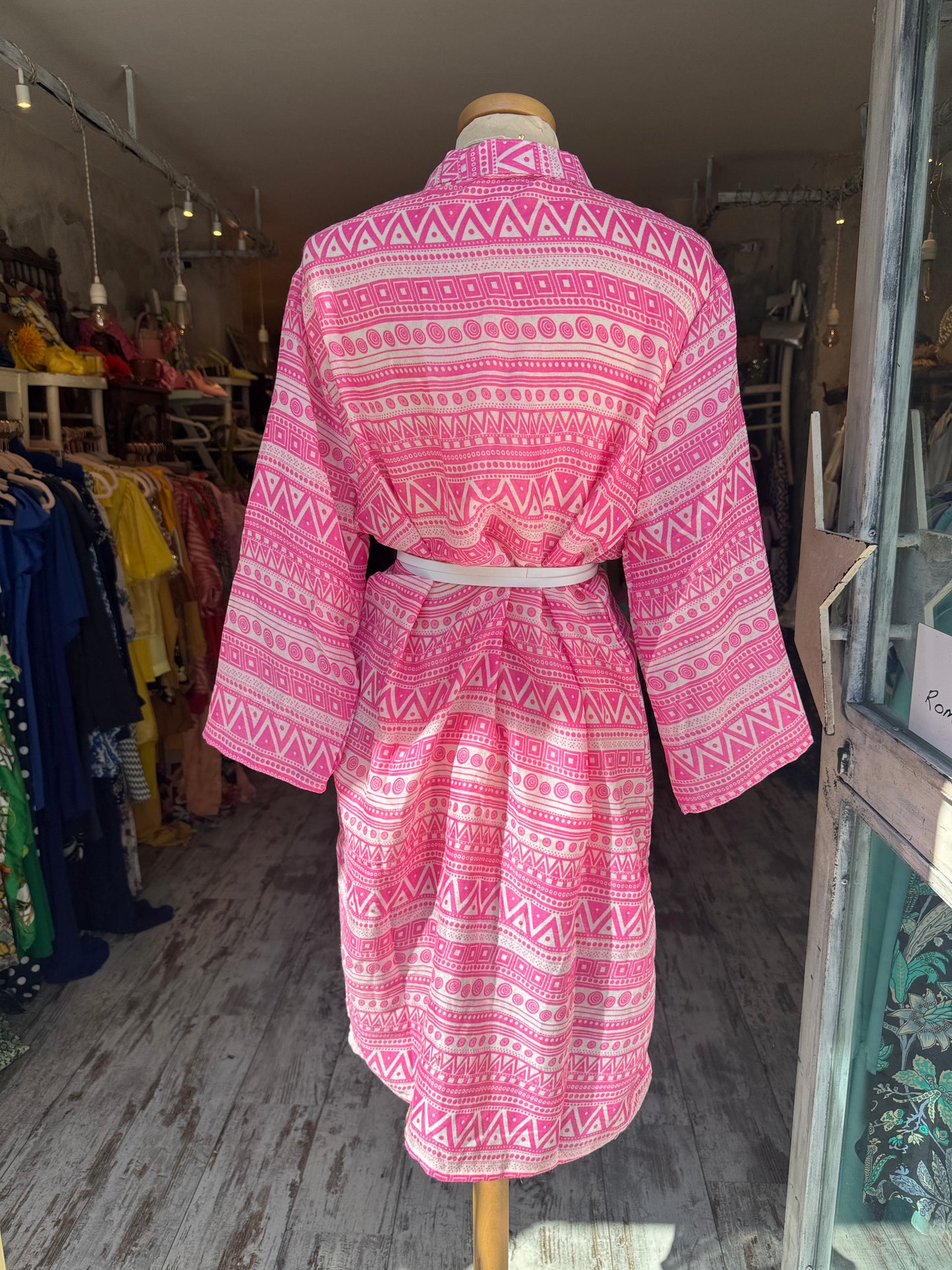 ABITO CHEMISIER ETNICO FUCSIA