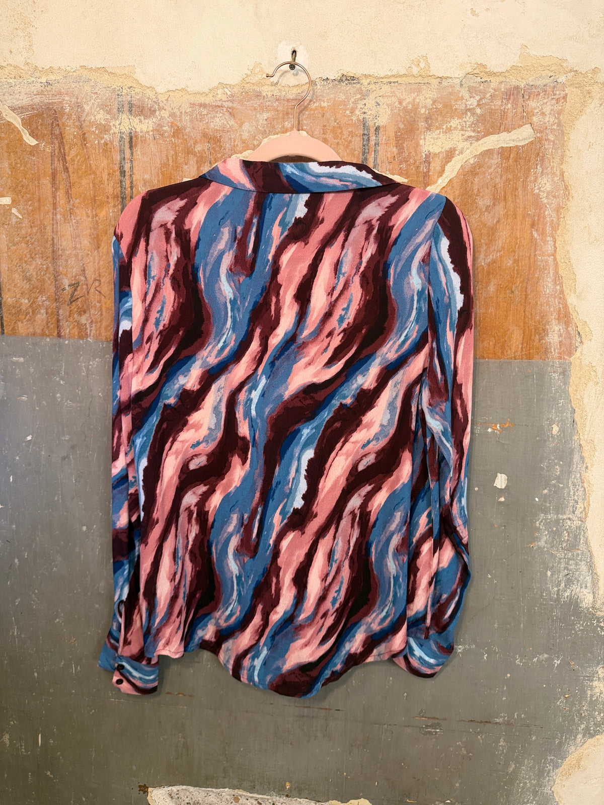 CAMICIA ICHI BORDEAUX ROSA E AZZURRO